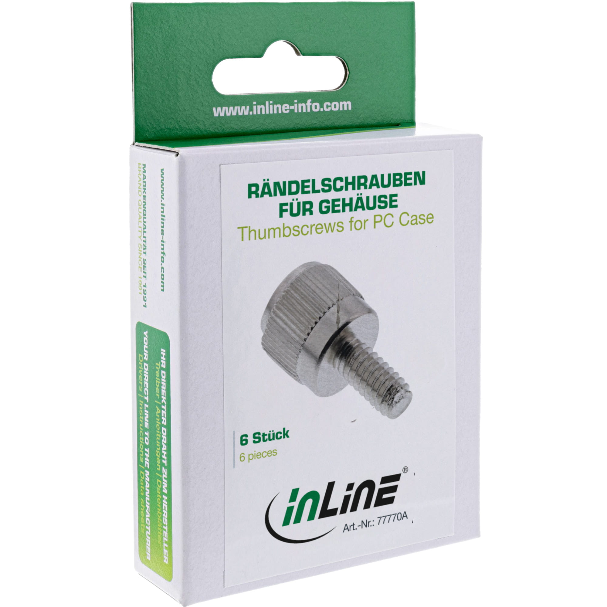 InLine Rändelschrauben - silber - für Gehäuse - 6er Pack