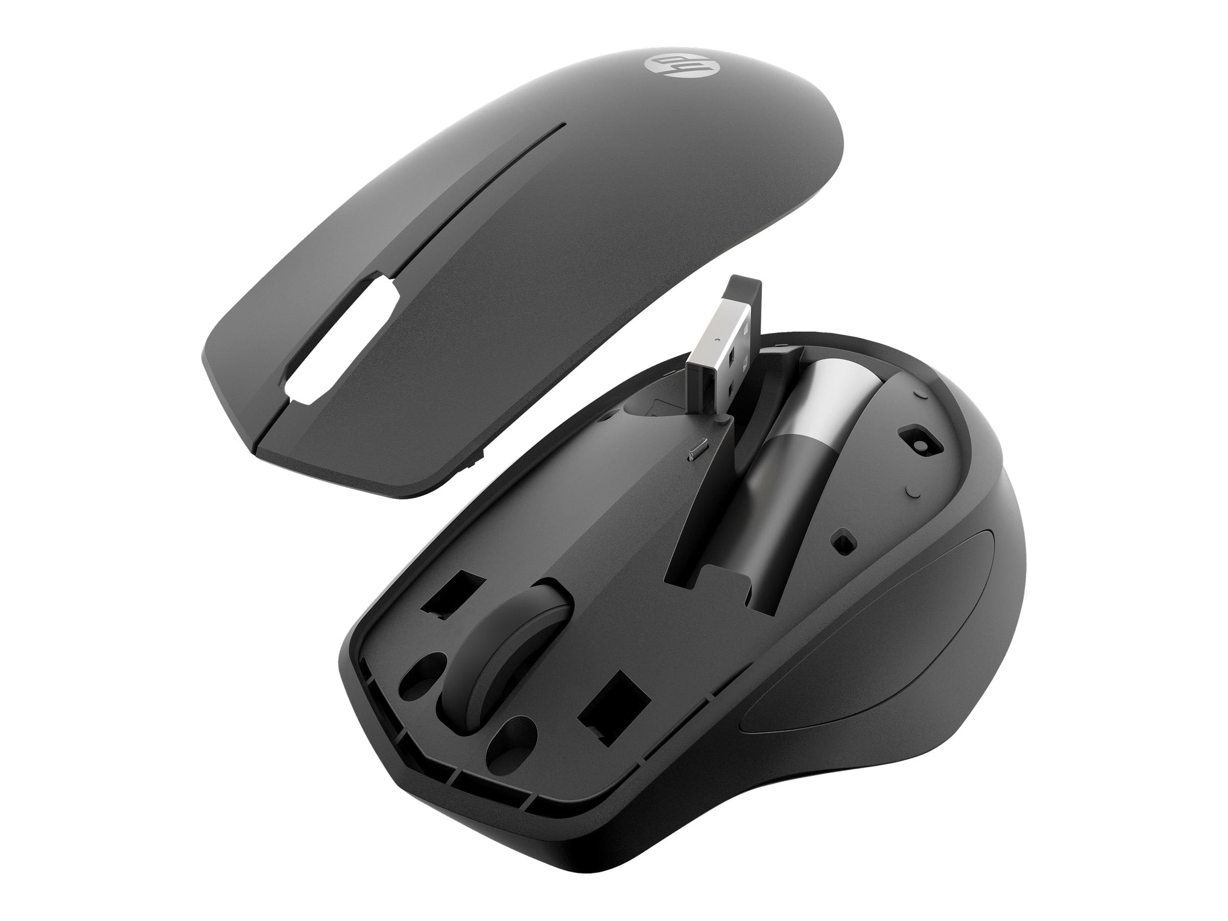 HP 285 Silent - Maus - ergonomisch - optisch - kabellos - 2.4 GHz - kabelloser Empfänger (USB)