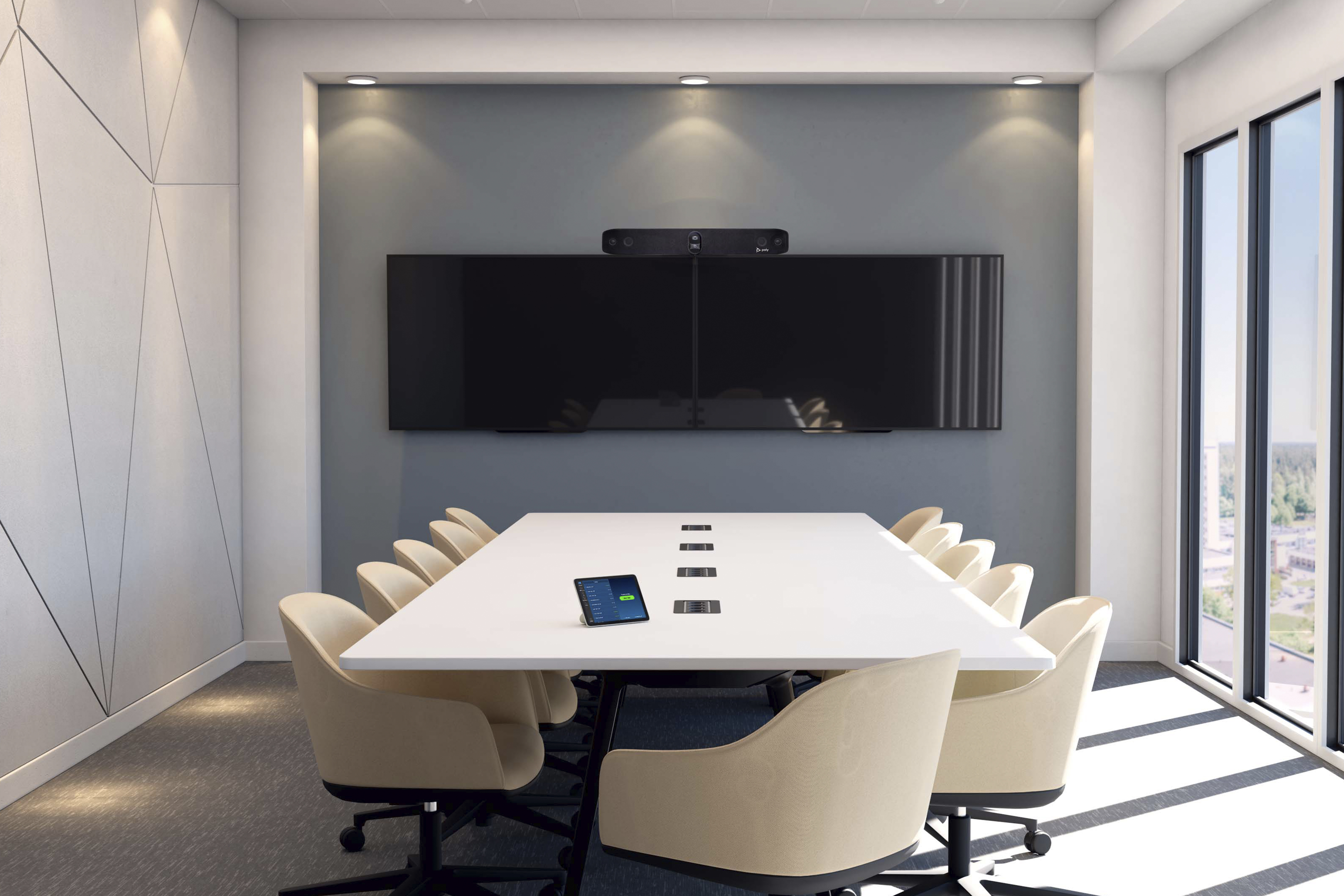 HPE HP Poly Studio X70 All-In-One-Videoleiste mit TC8 Controller-Kit, Videozusammenarbeit, 4K Ultra HD, 30 fps, 7,3x, Schwarz, Grau