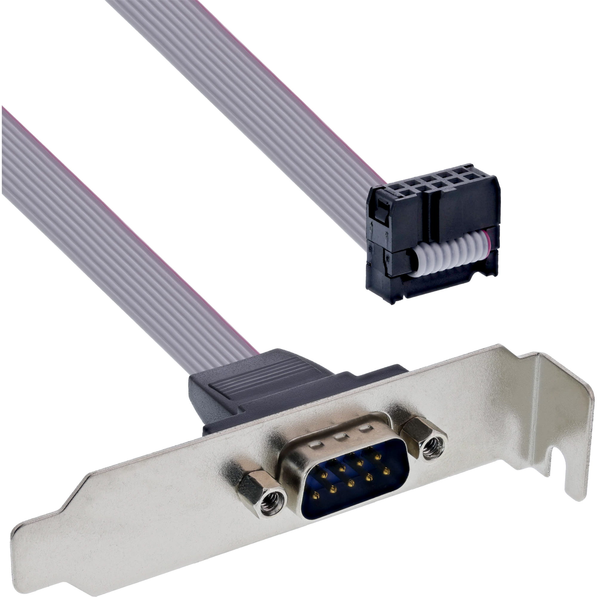 InLine Serielles Slotblech - Low-profile - 9pol ST an 10pol BU-Leiste 1:1 0,6m