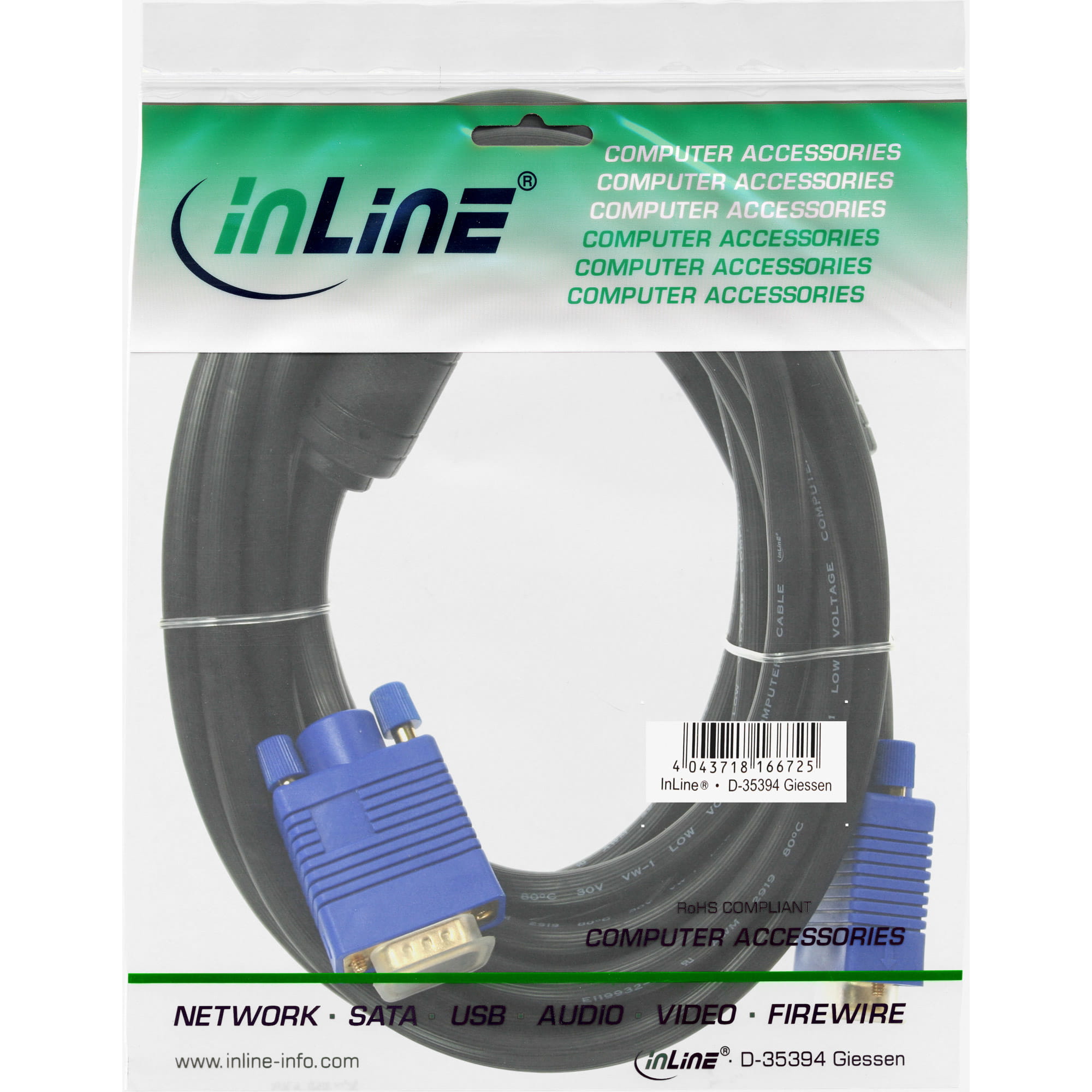 InLine S-VGA Kabel Premium - 15pol HD Stecker / Stecker - schwarz - 1m