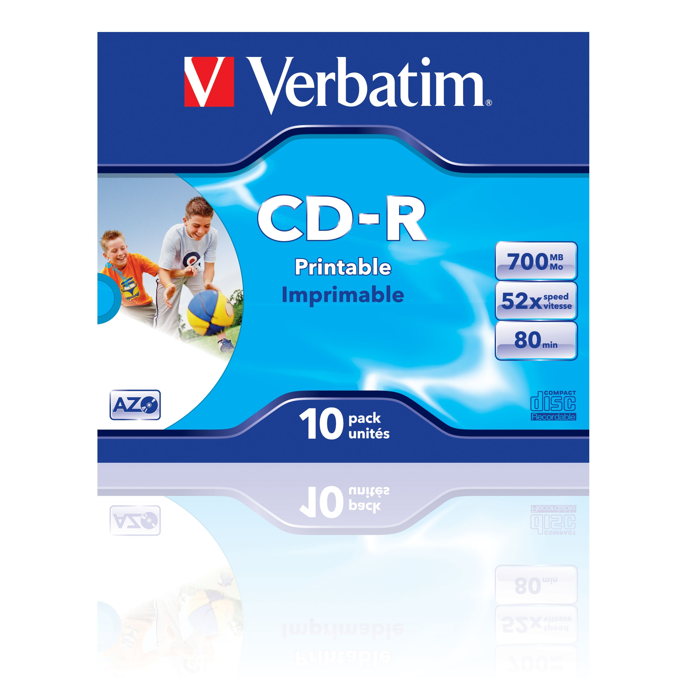 Verbatim 10 x CD-R - 700 MB (80 Min) 52x - mit Tintenstrahldrucker bedruckbare Oberfläche, breite bedruckbare Oberfläche - Jewel Case (Schachtel)