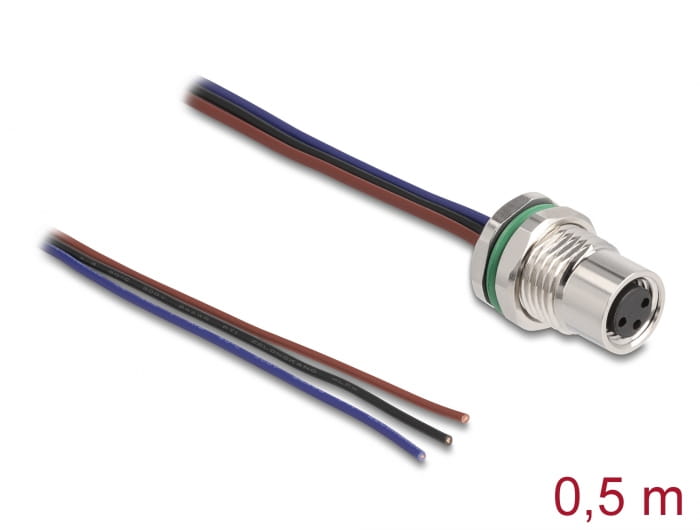 Delock Netzwerkkabel - 3-poliger M8 (W) zu ohne Stecker