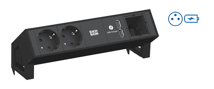 Bachmann DESK 2 - Steckdosenleiste - AC - Eingabe, Eingang GST18 - Ausgangsanschlüsse: 1 (Strom UTE, 2 x USB)