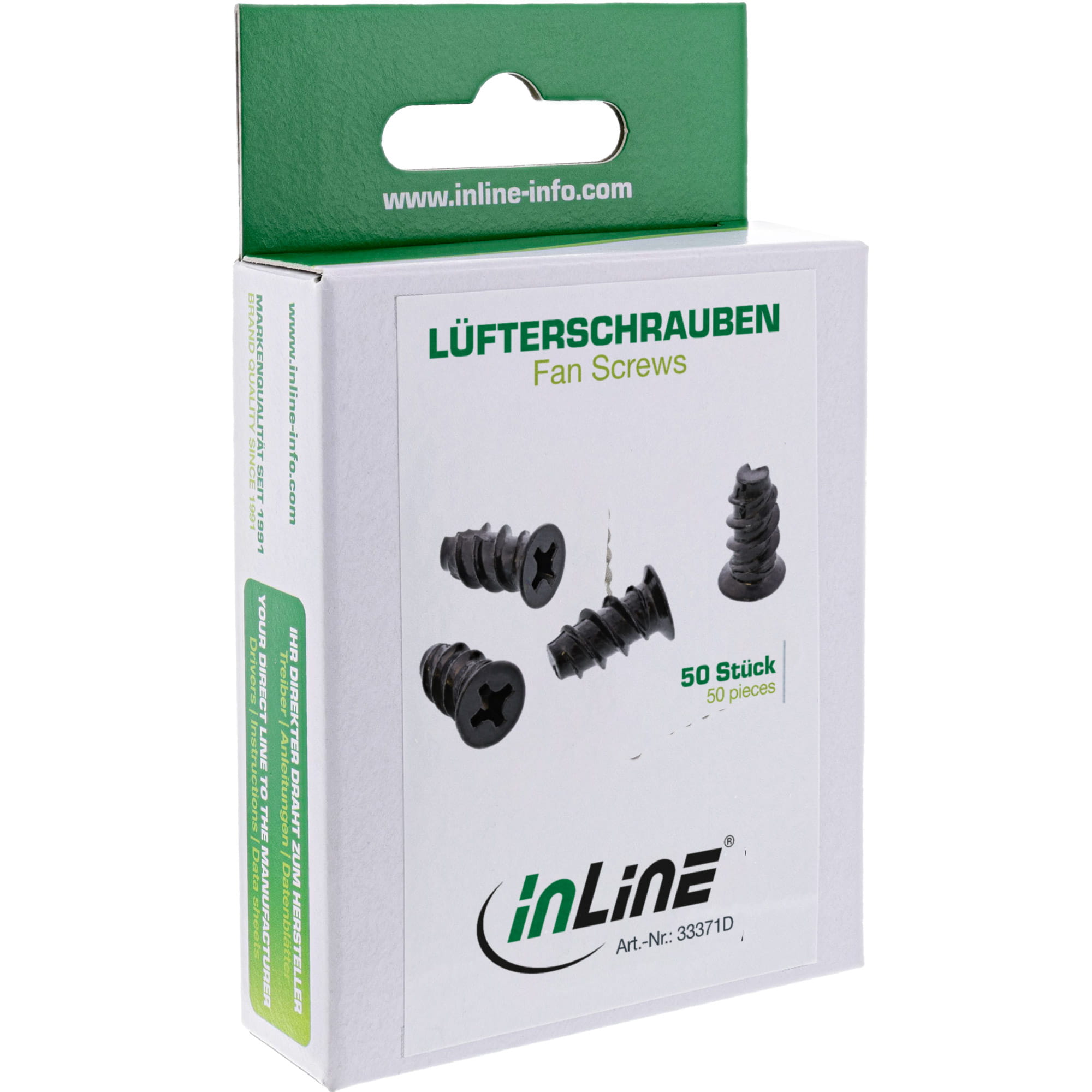 InLine Lüfterschrauben - 5,0x10,0mm - schwarz 50er Pack
