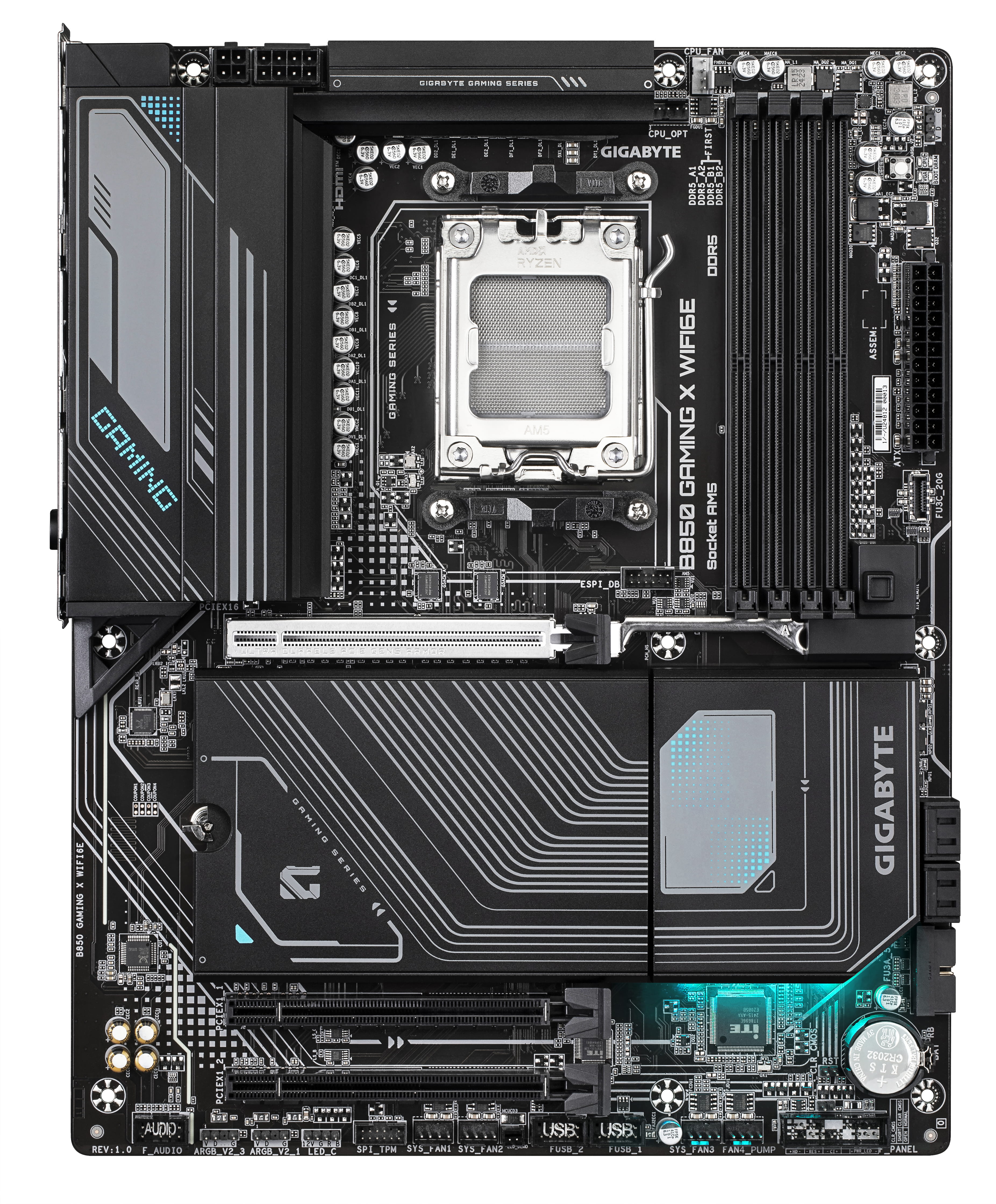 Gigabyte B850 GAMING X WIFI6E - Motherboard - ATX - Socket AM5 - AMD B850 Chipsatz - USB-C 3.2 Gen 2x2, USB-C 3.2 Gen2, USB 3.2 Gen 2, USB 3.2 Gen 1 - Wi-Fi 6E, Bluetooth, 2.5 Gigabit LAN - Onboard-Grafik (CPU erforderlich)