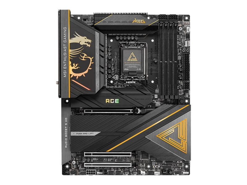 MSI MEG Z890 ACE - Motherboard - ATX - LGA1851-Sockel - Z890 Chipsatz - USB-C 3.2 Gen 2x2, USB 3.2 Gen 1, USB 3.2 Gen 2, USB4, USB-C 3.2 Gen2 - 10 Gigabit LAN, Wi-Fi 7, Bluetooth - Onboard-Grafik (CPU erforderlich)