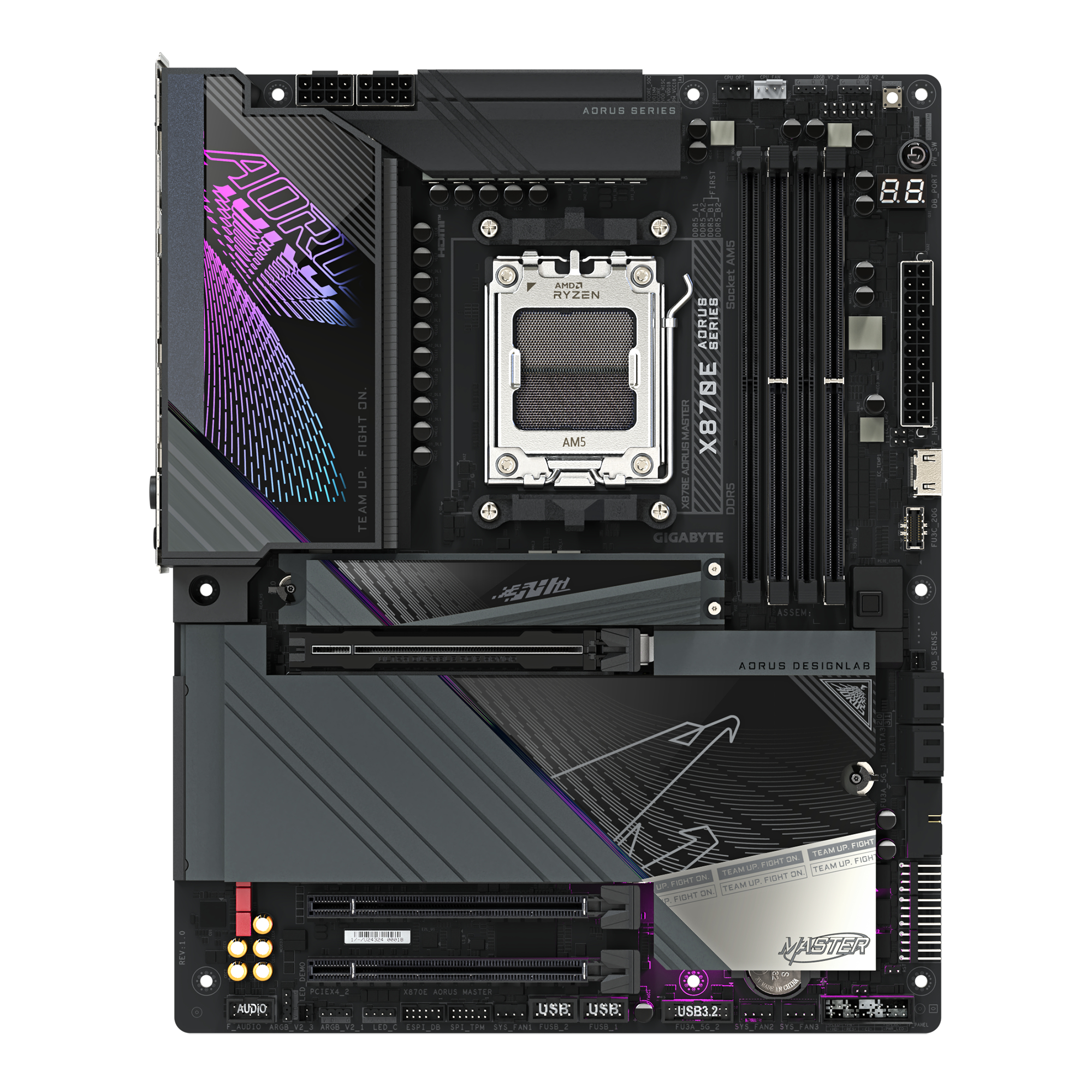 Gigabyte AORUS X870E MASTER - Motherboard - ATX - Socket AM5 - AMD X870E Chipsatz - USB-C 3.2 Gen 2x2, USB4, USB 3.2 Gen 1, USB 3.2 Gen 2 - 5 Gigabit Ethernet, Bluetooth, Wi-Fi 7 - Onboard-Grafik (CPU erforderlich)