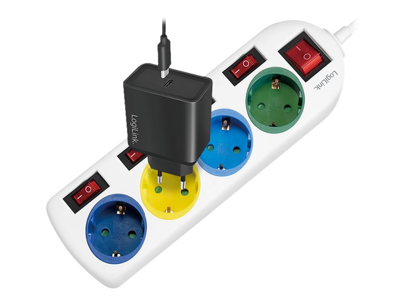 LogiLink Multicolor - Steckdosenleiste - Wechselstrom 250 V - 3680 Watt - Ausgangsanschlüsse: 4 (4 x CEE 7/3)