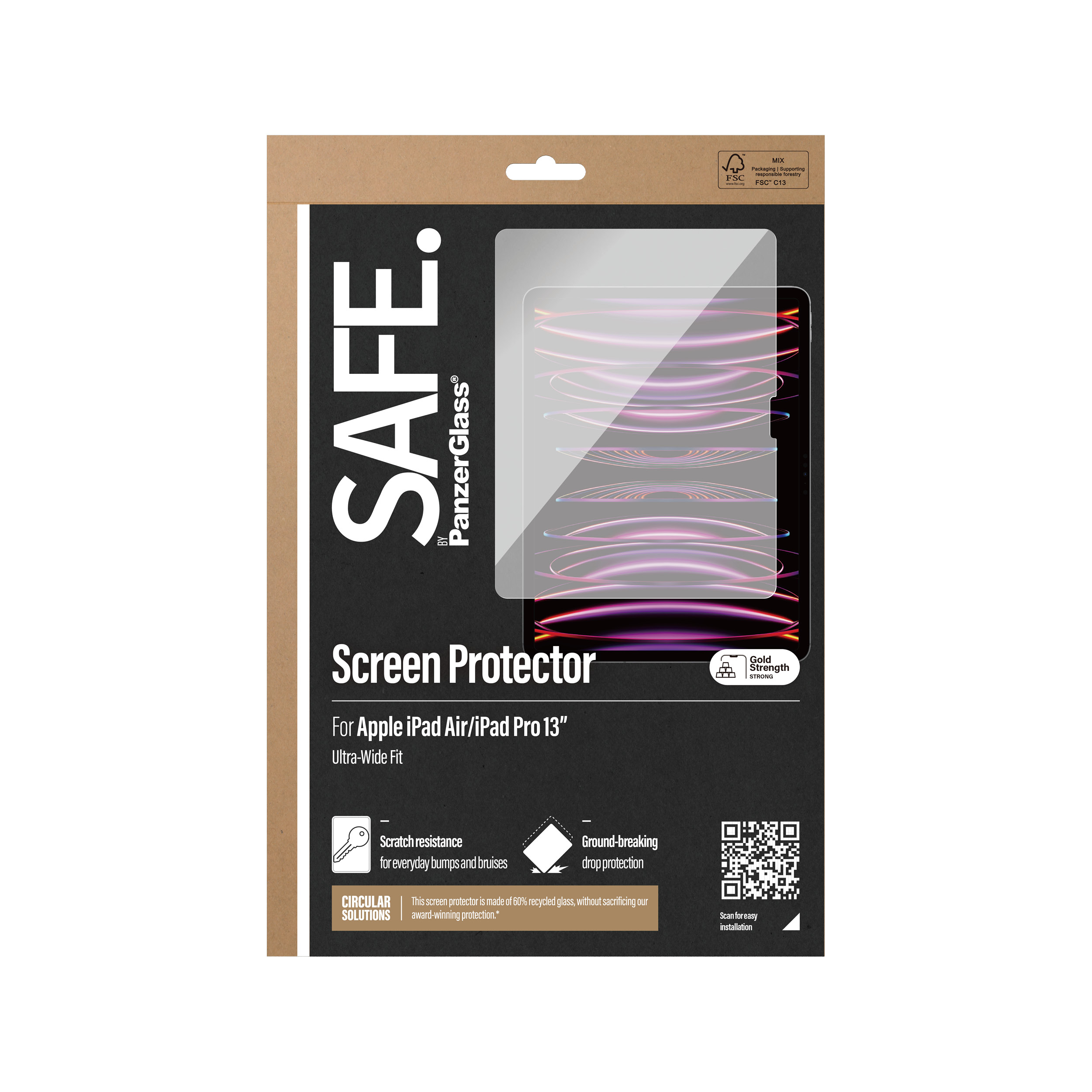 PanzerGlass SAFE. by PanzerGlass - Bildschirmschutz für Tablet - ultrabreite Passform - Glas - 13" - für Apple 13-inch iPad Pro (M4)