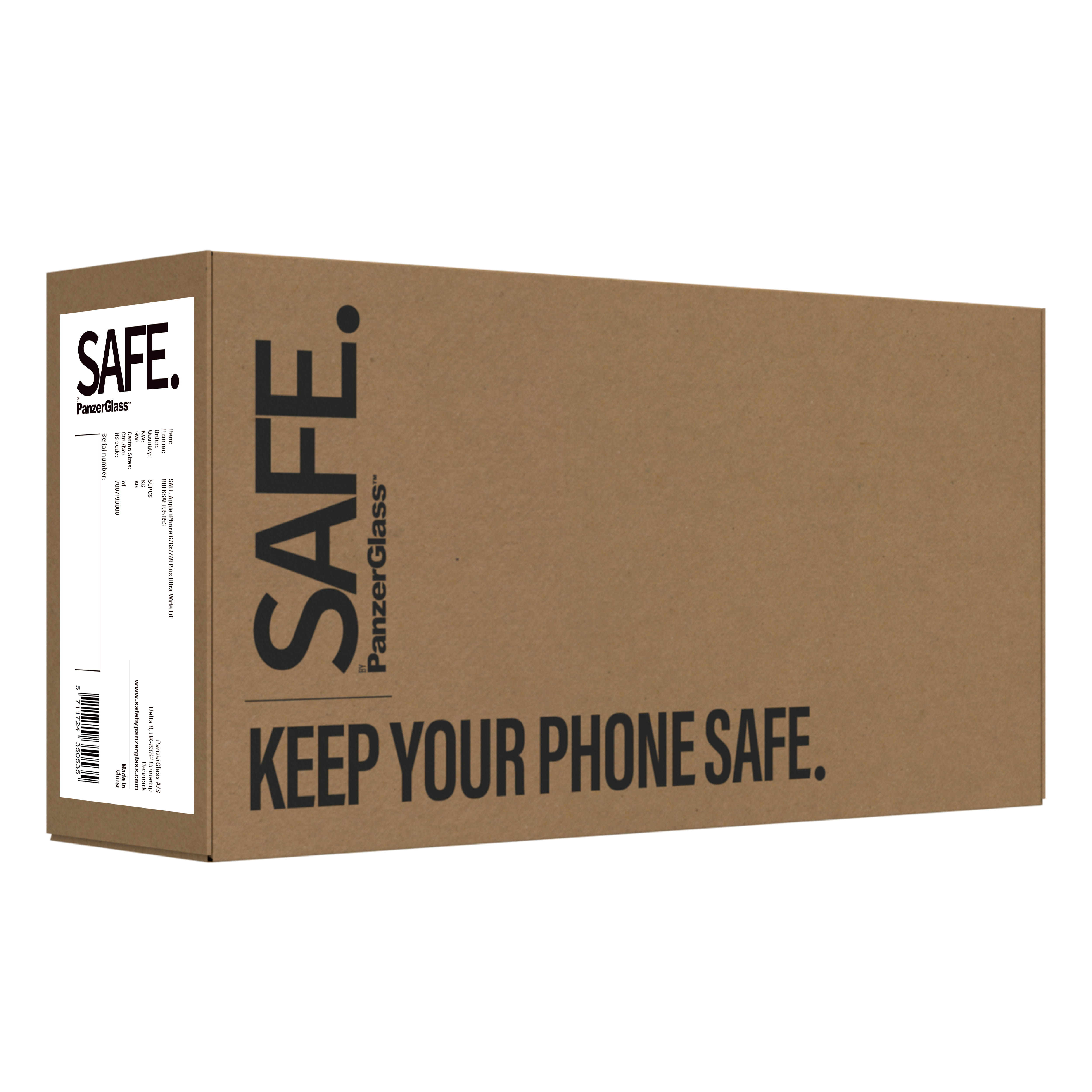 PanzerGlass SAFE. by ® Displayschutz iPhone 6 | 6s | 7 | 8 Plus | Ultra-Wide Fit | Bulk, Apple - iPhone 6, Apple - iPhone 6s, Apple - iPhone 7, Apple - iPhone 8 Plus, Trockene Anwendung, Kratzresistent, Schockresistent, Transparent, 50 Stück(e)