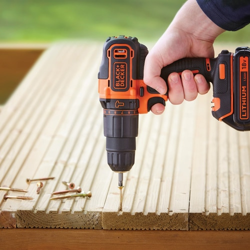 Black & Decker BDCHD18S1KA, Handbohrmaschine, Schwarz, Orange, 1 cm, 1400 RPM, 2,5 cm, 1 cm