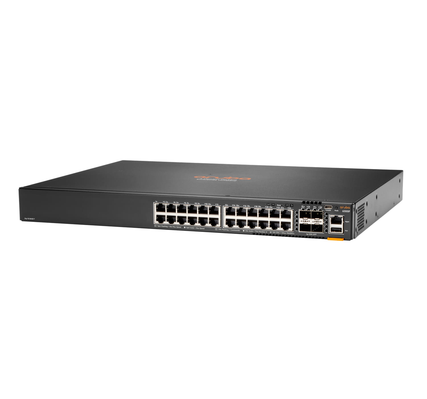 HPE Aruba Networking 6300F - Switch - L3 - managed - 24 x 10/100/1000 + 4 x 1 Gigabit / 10 Gigabit / 25 Gigabit / 50 Gigabit SFP56 (Uplink / Stacking)