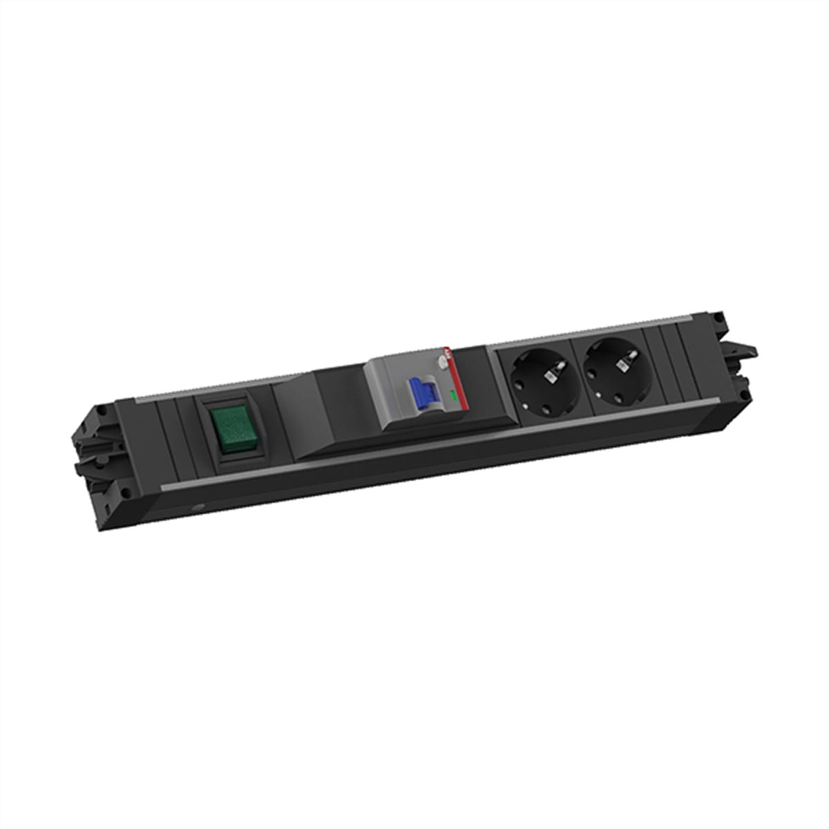 Bachmann STEP ALU - Steckdosenleiste - mit Switch - Eingabe, Eingang Typ F - Ausgangsanschlüsse: 2 (Typ F)