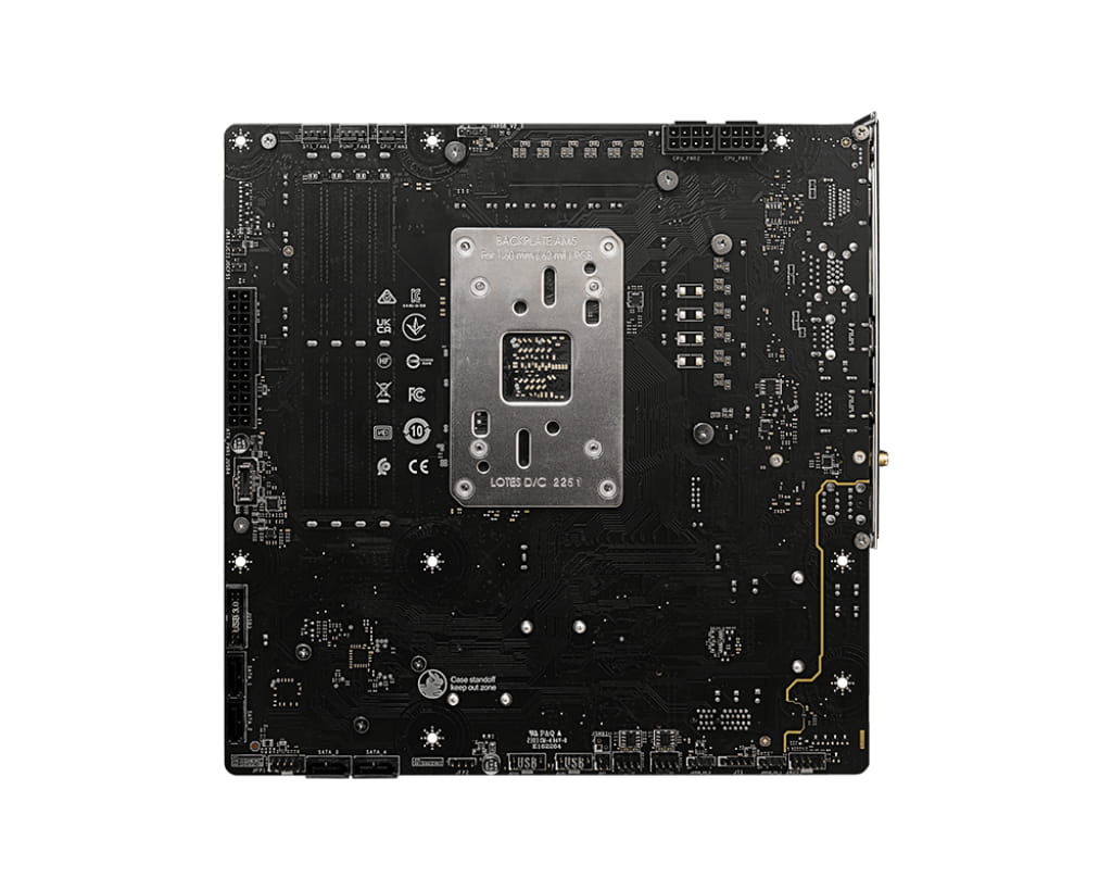 MSI B650M PROJECT ZERO - Motherboard - micro ATX - Socket AM5 - AMD B650 Chipsatz - USB 3.2 Gen 1, USB 3.2 Gen 2, USB-C 3.2 Gen2, USB-C 3.2 Gen 2x2 - 2.5 Gigabit LAN, Wi-Fi 6E, Bluetooth - Onboard-Grafik (CPU erforderlich)