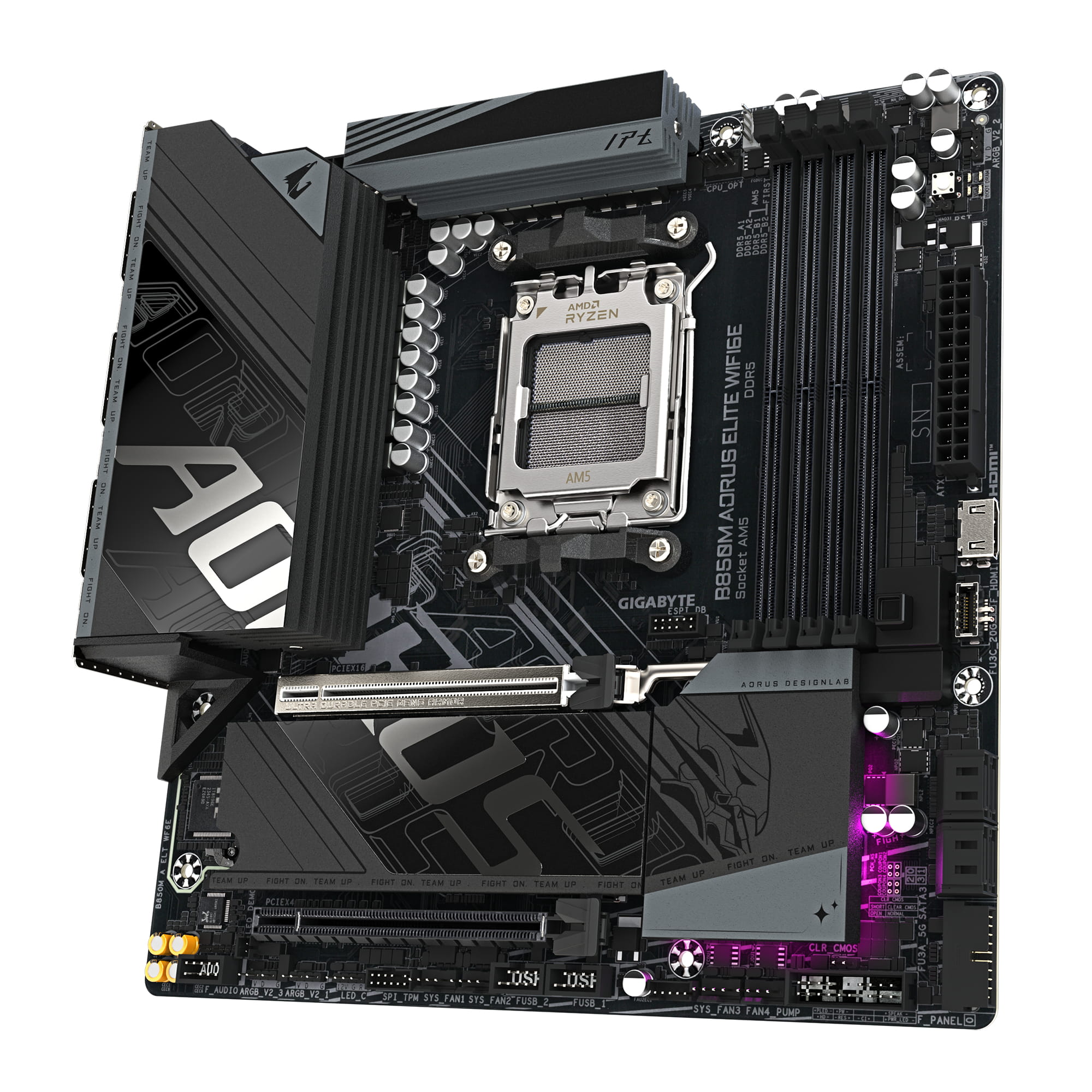 Gigabyte AORUS B850M ELITE WIFI6E - Motherboard - micro ATX - Socket AM5 - AMD B850 Chipsatz - USB-C 3.2 Gen 2x2, USB-C 3.2 Gen2, USB 3.2 Gen 1, USB 3.2 Gen 2 - Bluetooth, 2.5 Gigabit LAN, Wi-Fi 6E - Onboard-Grafik (CPU erforderlich)
