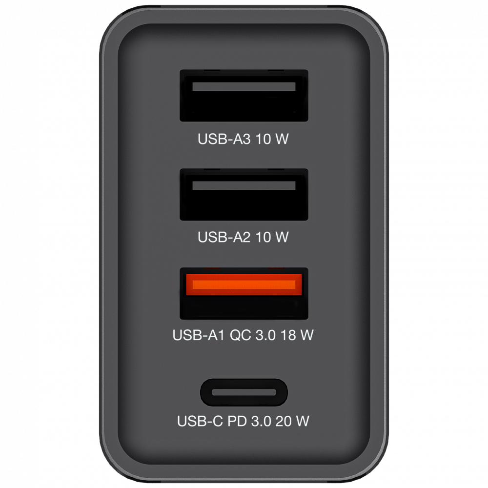 Verbatim Netzteil - 30 Watt - 5 A - PD 3.0, QC 3.0 - 4 Ausgabeanschlussstellen (24 pin USB-C, 3 x USB Typ A)