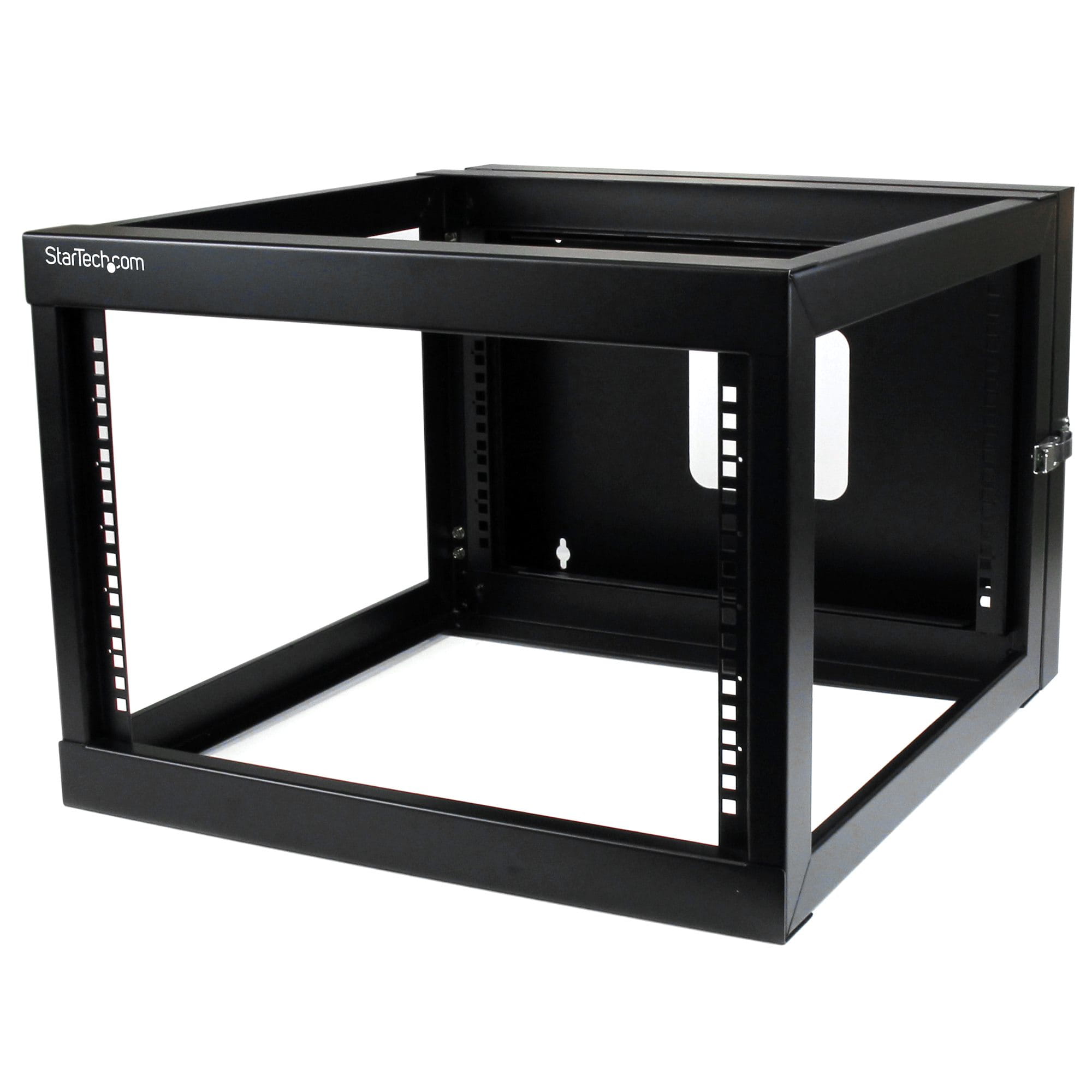 StarTech.com RK619WALLOH Serverschrank (6HE, zur Wandmontage, mit Scharnier, 56cm tief, open frame, 4 Post, Netzwerkschrank) - Schrank - geeignet für Wandmontage - Schwarz - 6U - 55.9 cm (22")