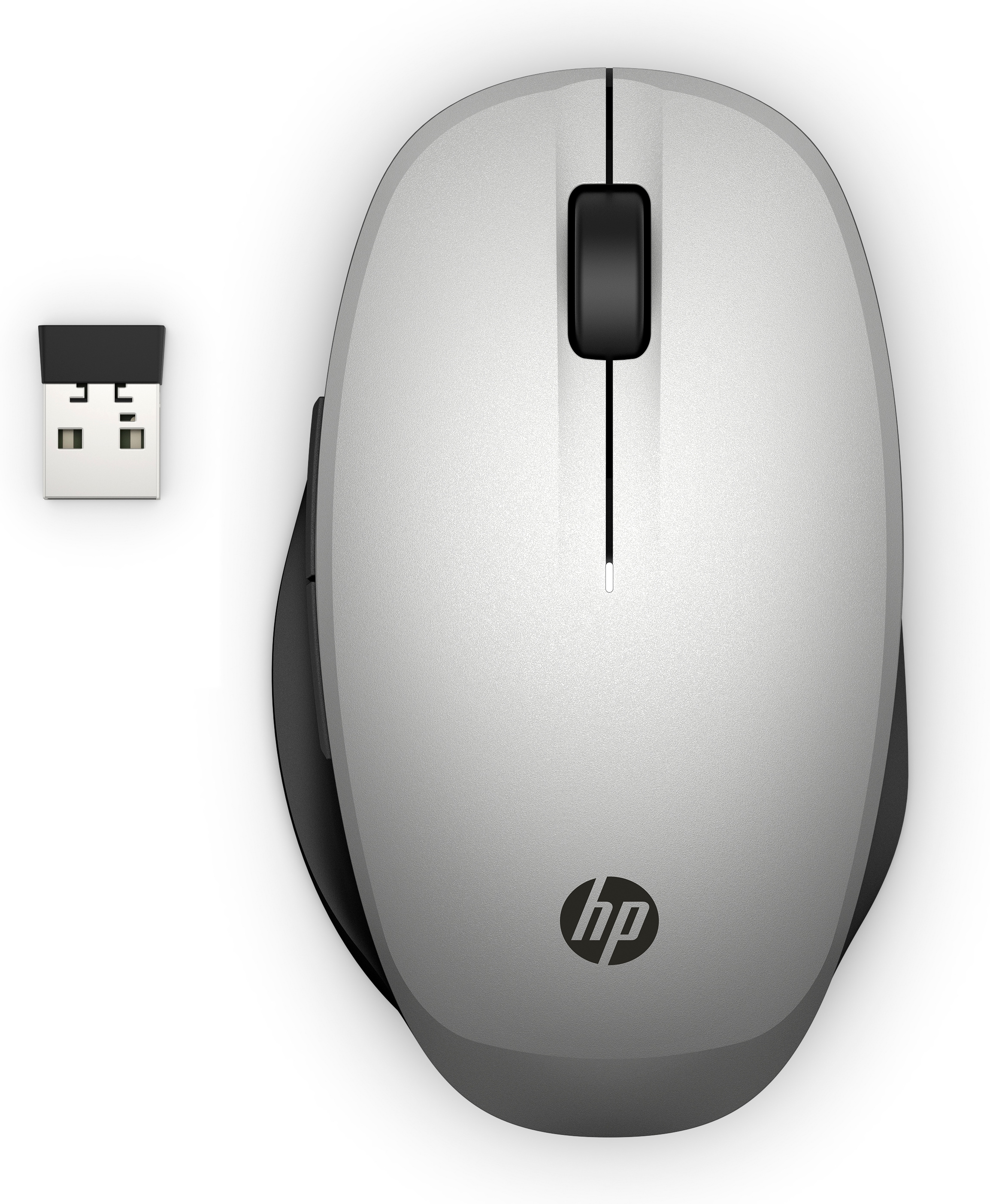 HP Dual Mode - Maus - optisch - kabellos - Bluetooth, 2.4 GHz - kabelloser Empfänger (USB)