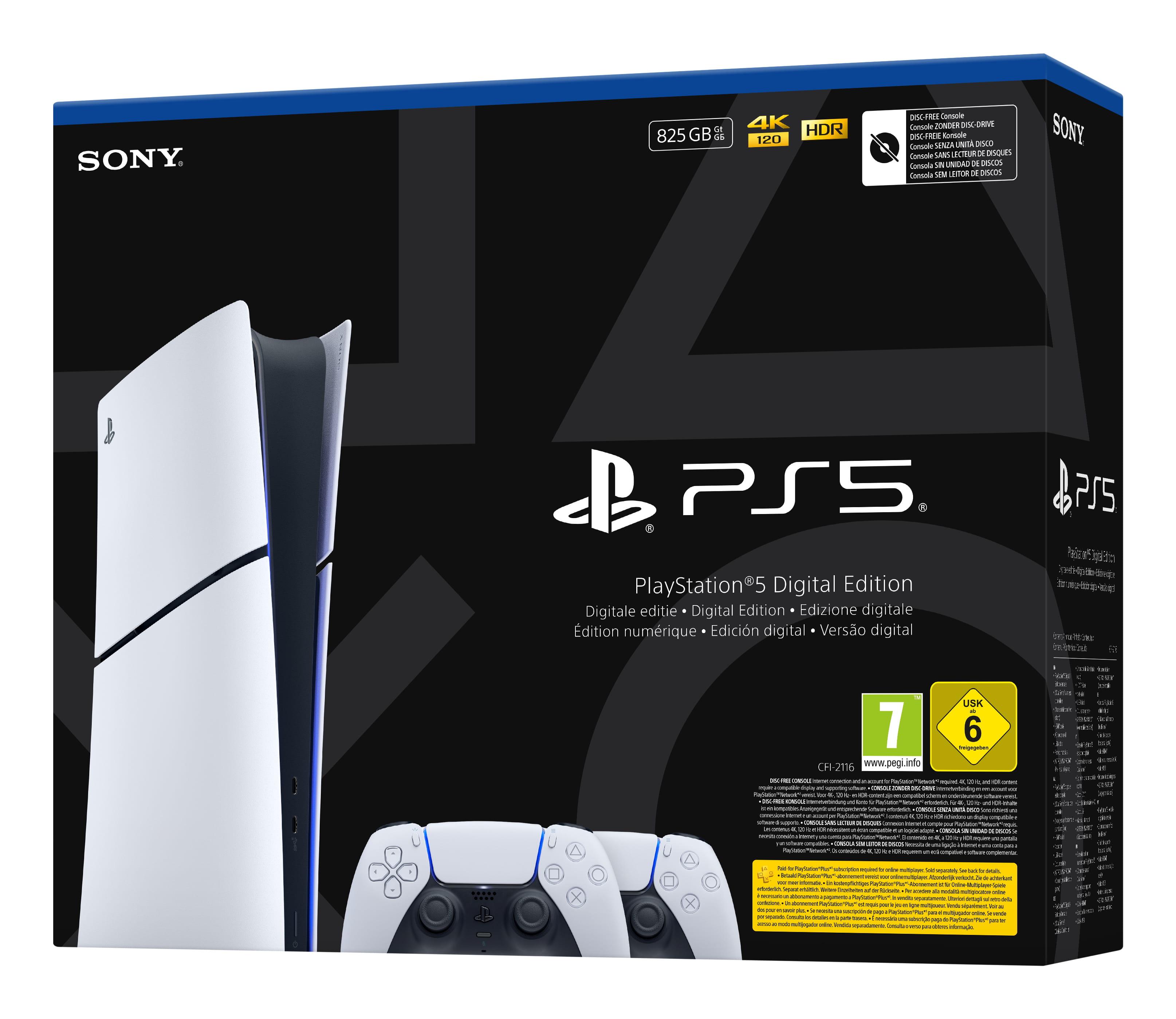 Sony Interactive Entertainment Playstation 5 Slim Digital, PlayStation 5, Schwarz, Weiß, 16384 MB, GDDR6, 448 GB/s, AMD