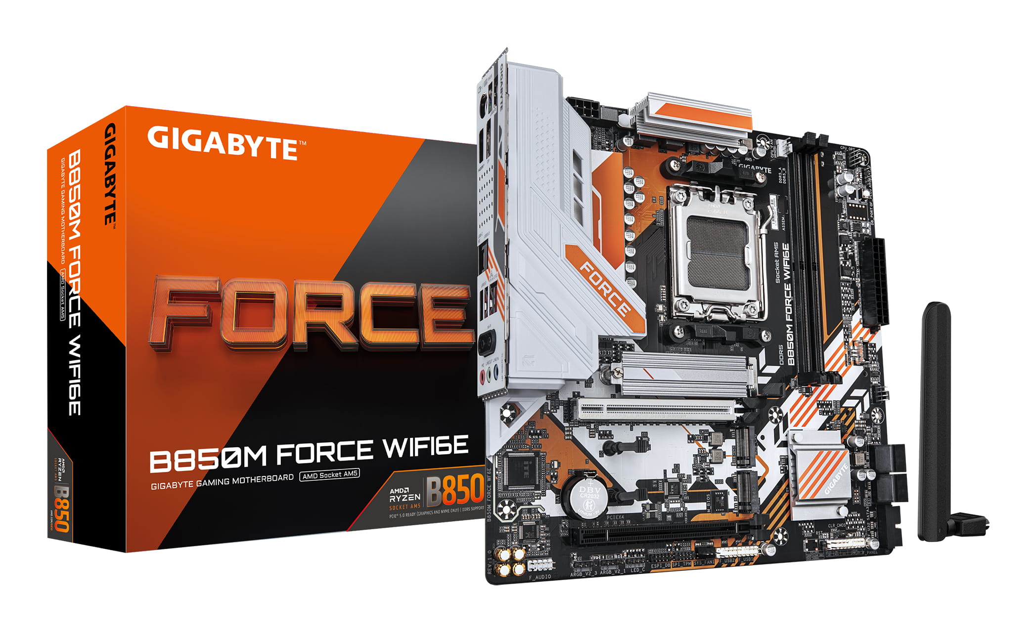Gigabyte B850M FORCE WIFI6E - Motherboard - micro ATX - Socket AM5 - AMD B850 Chipsatz - USB-C 3.2 Gen 1, USB 3.2 Gen 2, USB 3.2 Gen 1 - 2.5 Gigabit LAN, Wi-Fi 6E, Bluetooth - Onboard-Grafik (CPU erforderlich)