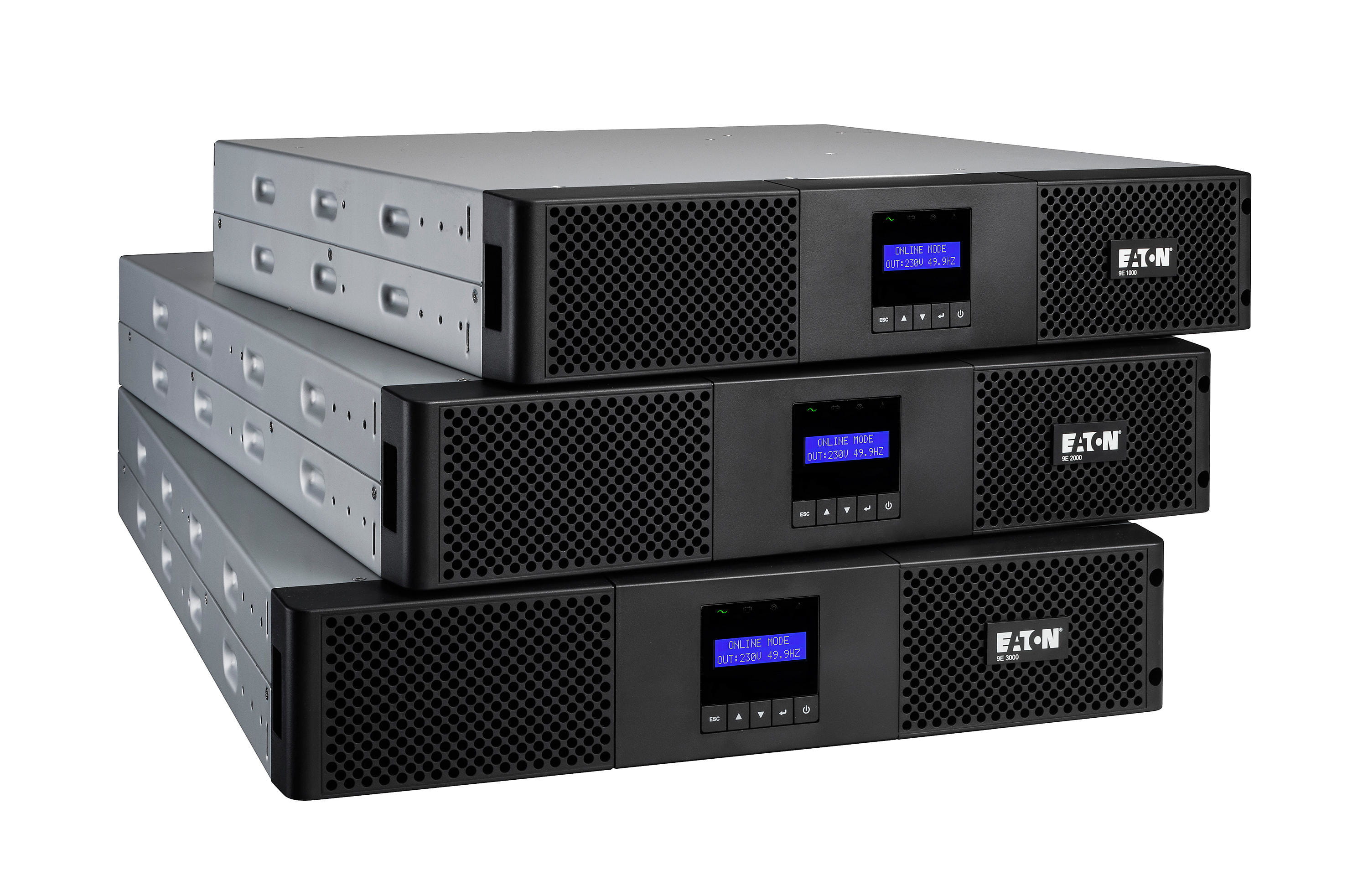 Eaton 9E - USV (in Rack montierbar/extern) - Wechselstrom 200/220/230/240 V - 2700 Watt - 3000 VA - 1-phasig - 6 x Batterie - Bleisäure - 9 Ah - RS-232, USB - Ausgangsanschlüsse: 7 - 2U - 48.3 cm (19")