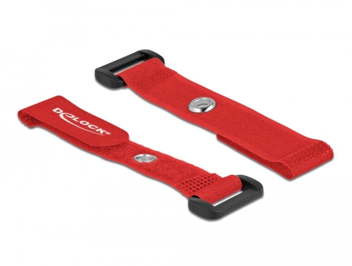 Delock Klettverschluss-Cinchkabelbinder - 15 cm - Rot (Packung mit 5)