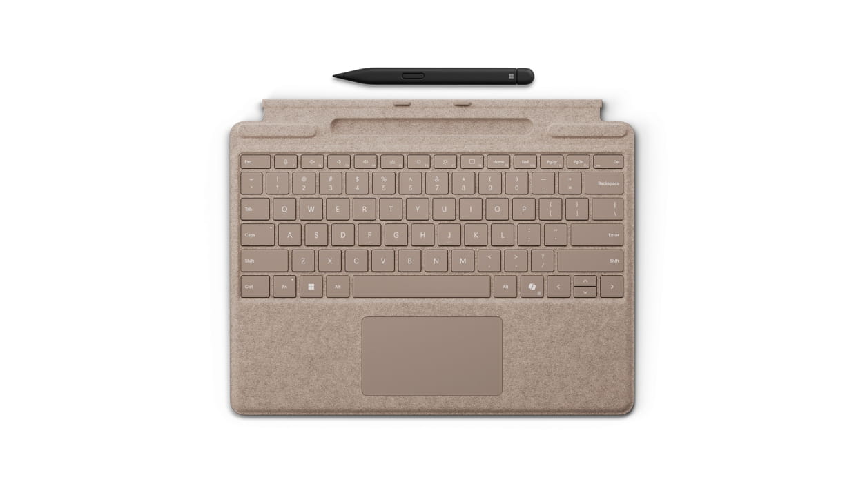Microsoft Surface Pro Keyboard - Tastatur - mit Trackpad, Beschleunigungsmesser, Surface Slim Pen 2 Ablage- und Ladeschale - QWERTZ - Deutsch/Österreichisch - Dune - mit Slim Pen 2 - für Microsoft Surface Pro 8, Pro 8 for Business, Pro 9, Pro 9 for Bus