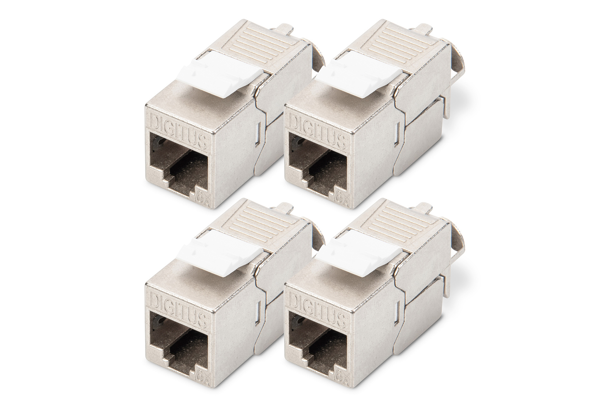 DIGITUS CAT 6A Keystone Modul, geschirmt, werkzeugfreier Montageanschluss - 4 Stk.