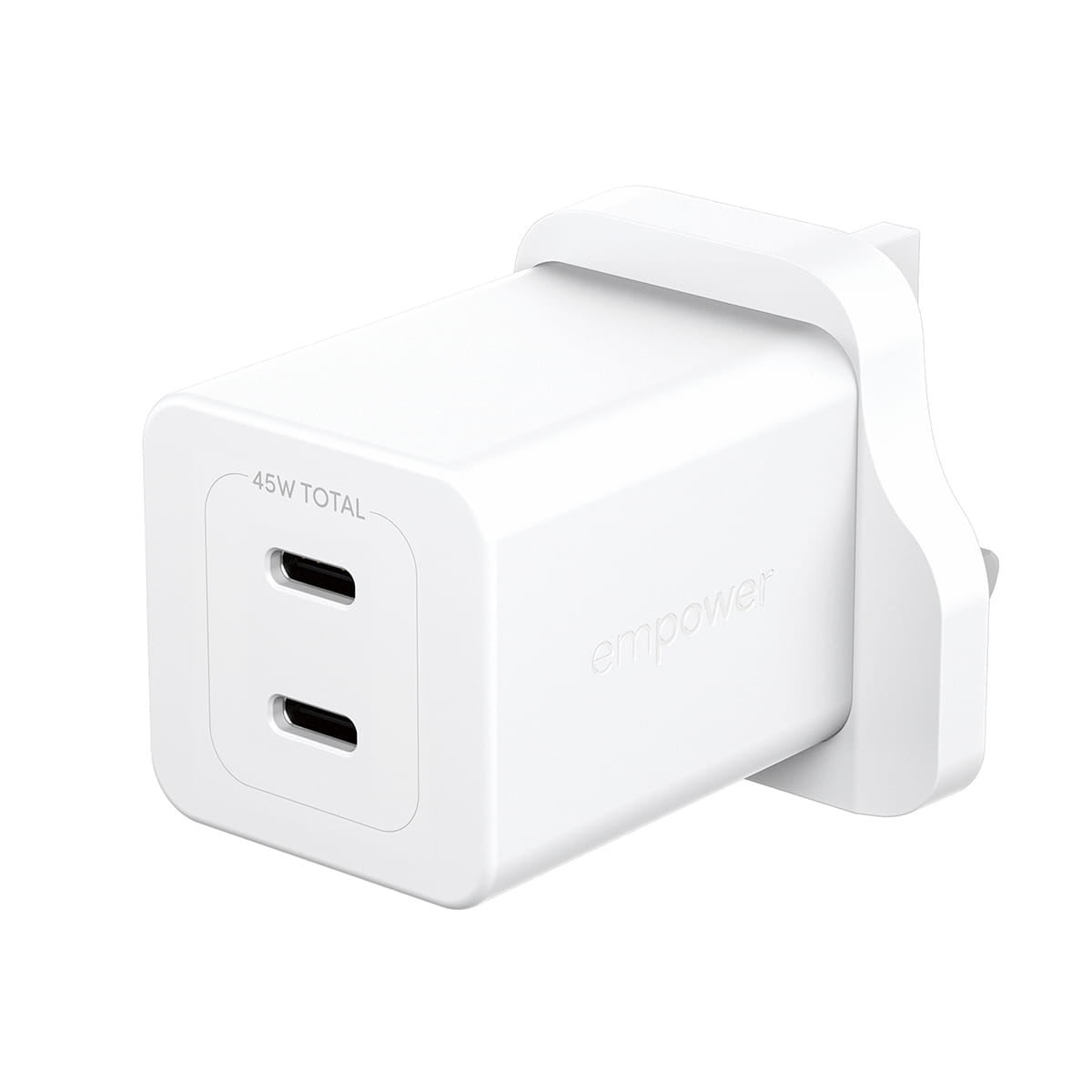 PanzerGlass empower™ by ® Turbo 45W Ladegarät inkl. 2 x USB-C | UK Anschluss | Silber Weiss, Weiß
