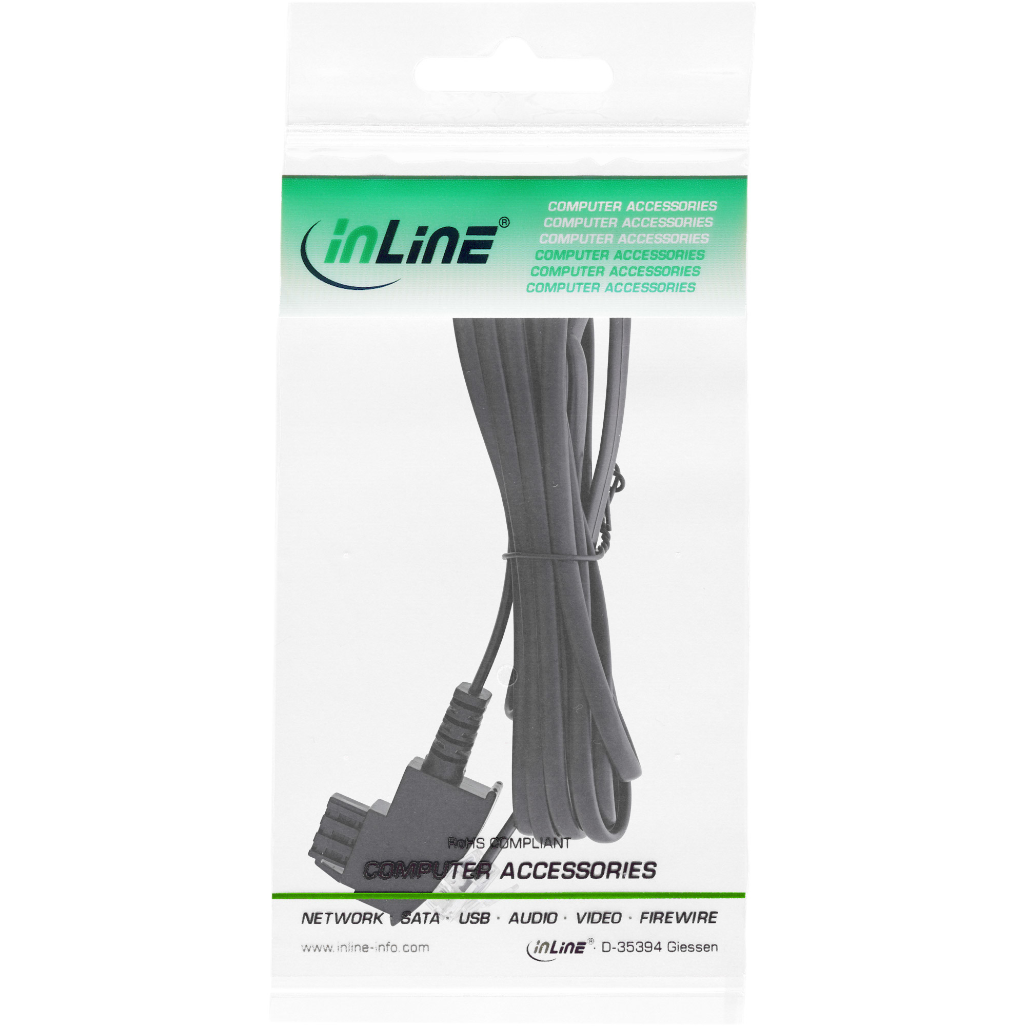 InLine TAE-F Kabel für DSL Splitter - TAE-F ST an Western 6/2 DEC ST - 0,5m