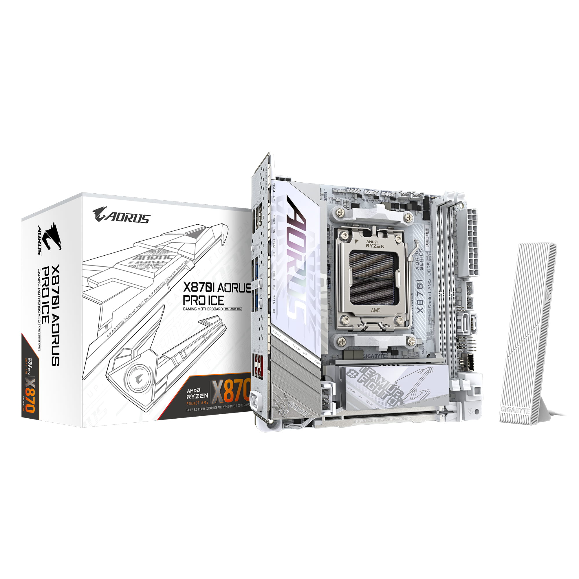 Gigabyte AORUS X870I PRO ICE - Motherboard - Mini-ITX - Socket AM5 - AMD X870 Chipsatz - USB4, USB-C 3.2 Gen2, USB 3.2 Gen 2, USB 3.2 Gen 1 - Wi-Fi 7, 2.5 Gigabit LAN, Bluetooth - Onboard-Grafik (CPU erforderlich)