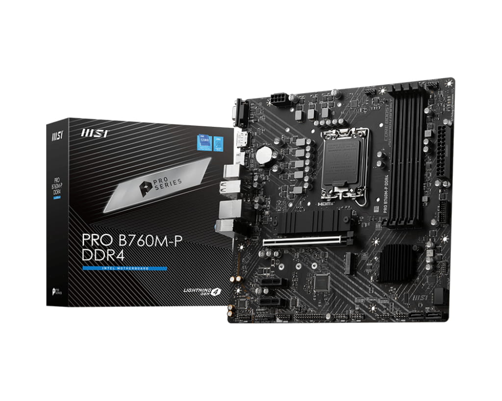 MSI PRO B760M-P DDR4 - Motherboard - micro ATX - LGA1700 Sockel - B760 Chipsatz - USB 3.2 Gen 1, USB-C 3.2 Gen2 - Gigabit LAN - Onboard-Grafik (CPU erforderlich)