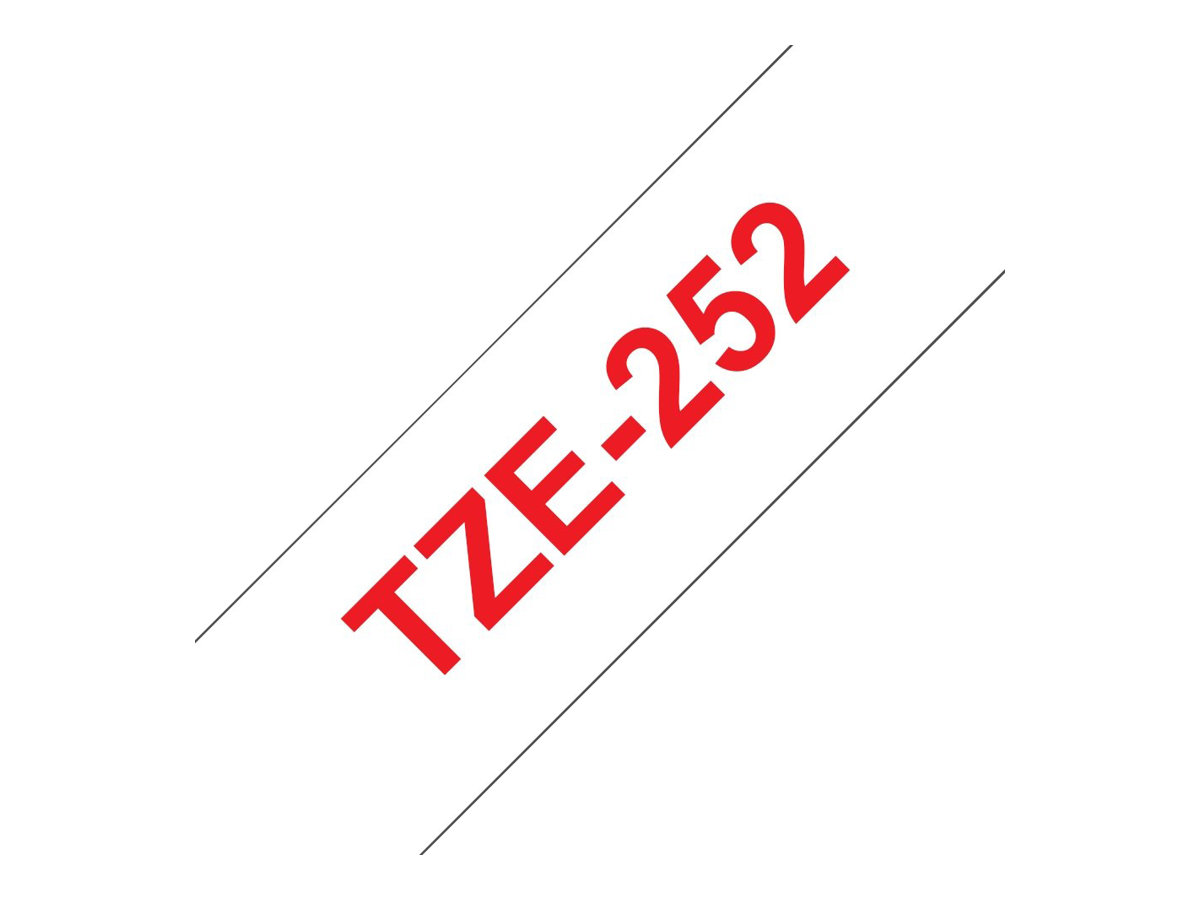 Brother TZe-252 - Selbstklebend - Rot auf Weiß - Rolle (2,4 cm x 8 m)