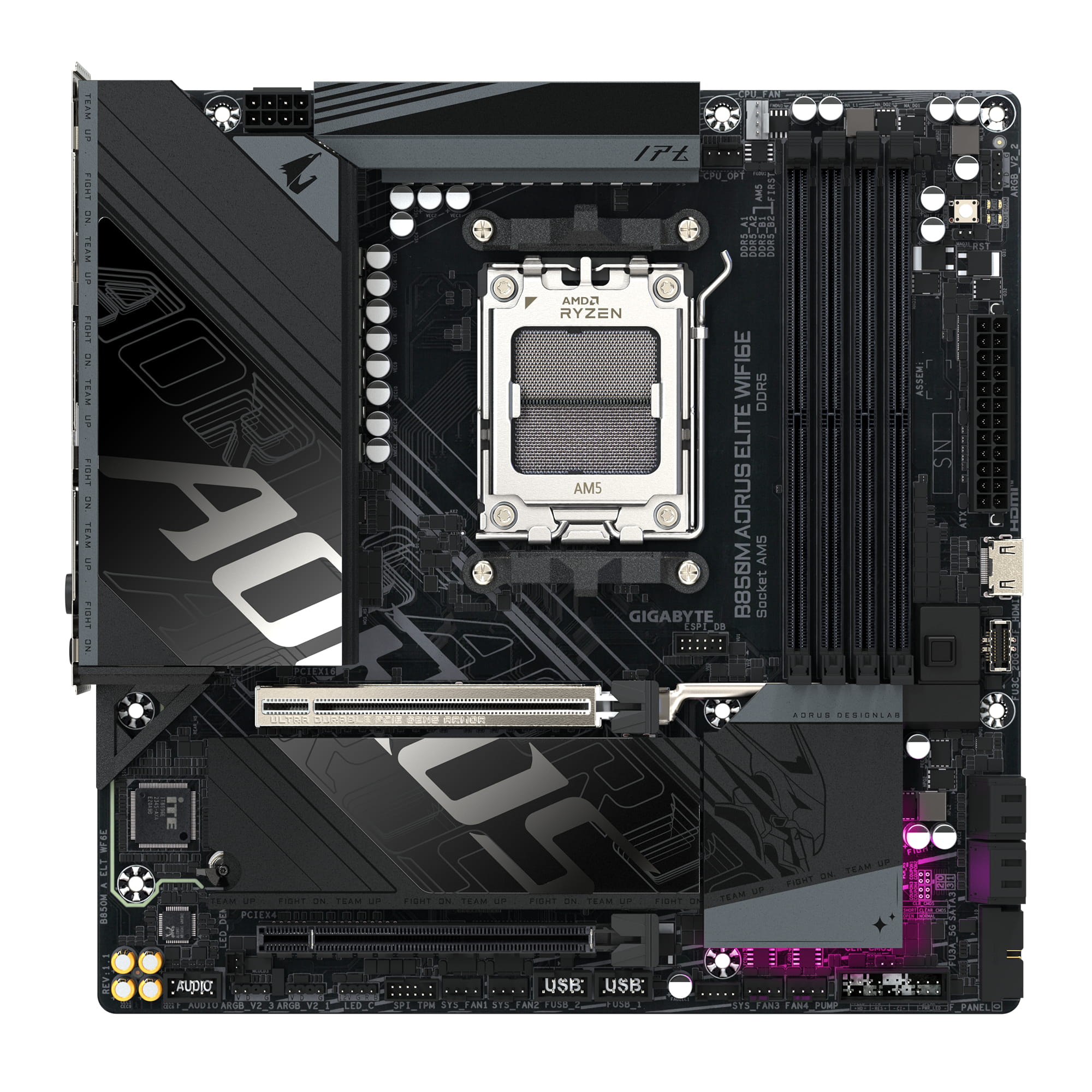 Gigabyte AORUS B850M ELITE WIFI6E - Motherboard - micro ATX - Socket AM5 - AMD B850 Chipsatz - USB-C 3.2 Gen 2x2, USB-C 3.2 Gen2, USB 3.2 Gen 1, USB 3.2 Gen 2 - Bluetooth, 2.5 Gigabit LAN, Wi-Fi 6E - Onboard-Grafik (CPU erforderlich)