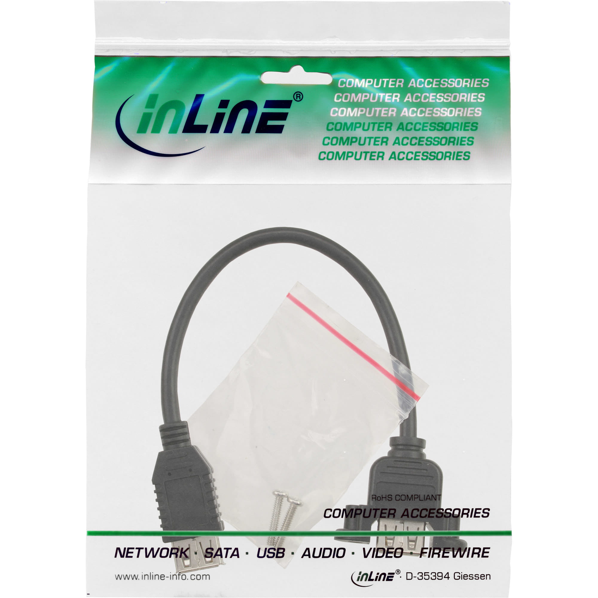 InLine USB 2.0 Adapterkabel - Buchse A auf Einbaubuchse A - 0,20m