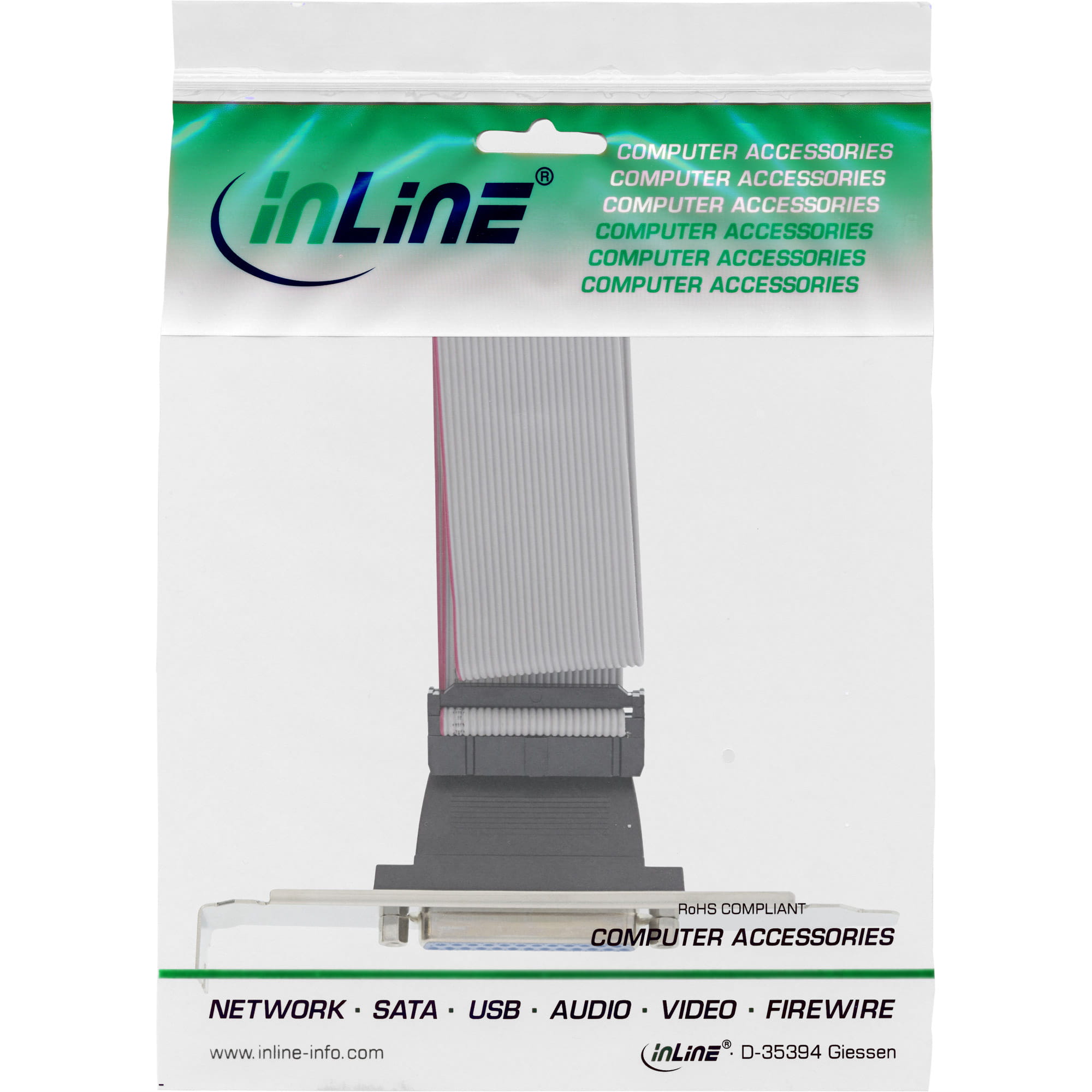InLine Slotblech Parallel - mit 25pol Sub D BU an 26pol BU-Leiste - 0,34m - bulk