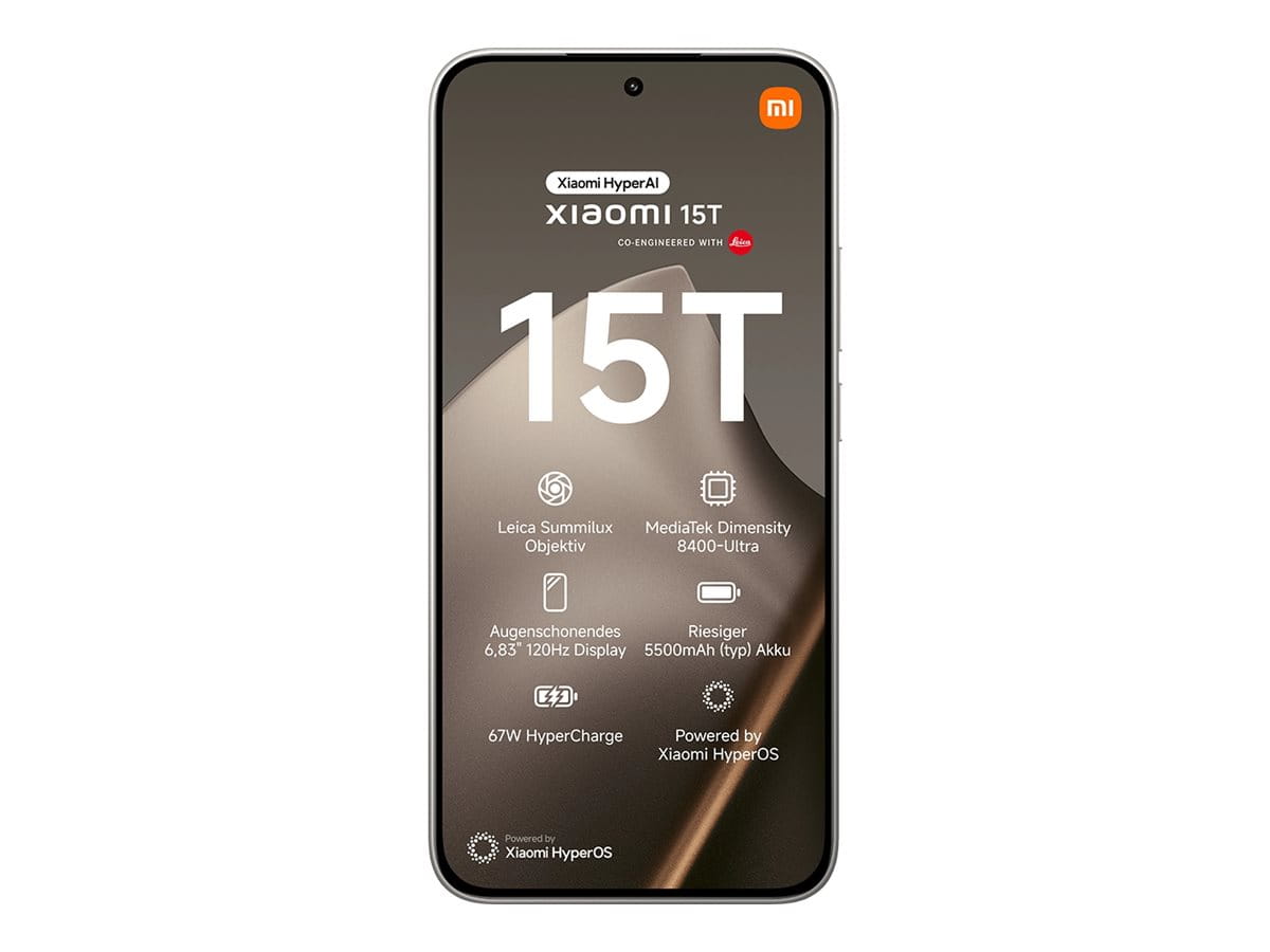 Xiaomi 15T - 5G Smartphone - Dual-SIM - RAM 12 GB / Interner Speicher 256 GB - OLED-Display - 6.83" - 2772 x 1280 Pixel (120 Hz)