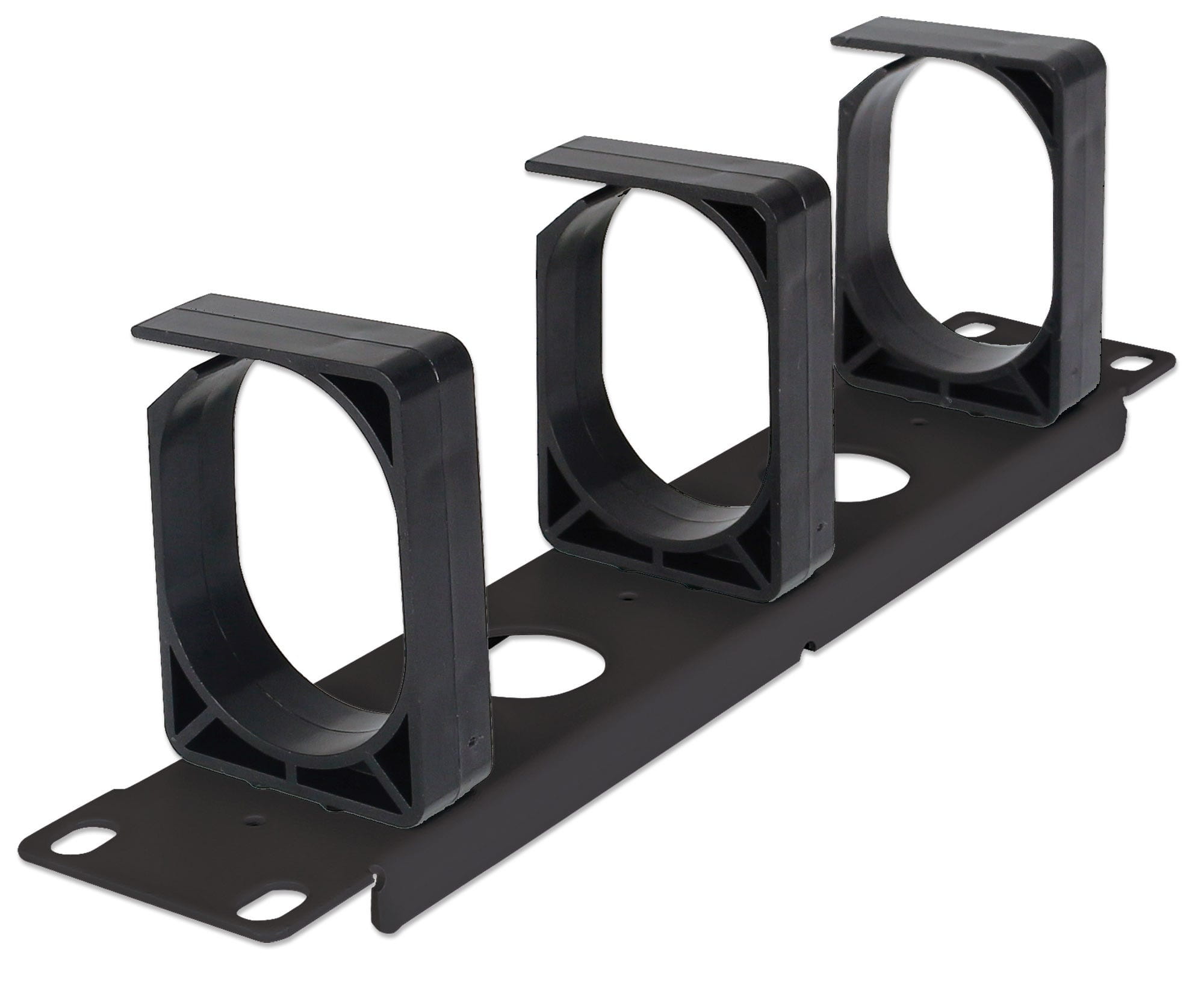 Intellinet Kabelmanagement für 10"-Schränke, 1 HE, drei große Kunststoffringe, schwarz - Kabelmanagementplatte mit Ringen - Rack montierbar - Schwarz, RAL 9005 - 1U - 25.4 cm (10")