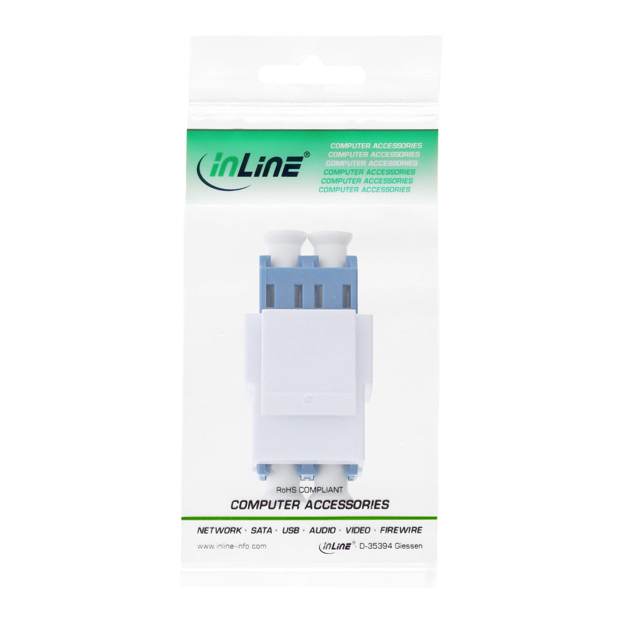 InLine LWL Keystone Snap-in Kupplung weiß - Duplex LC/LC - SM - blau - Keramikhülse