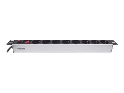 Intellinet 19" 1U Rackmount 8-Way Power Strip - German Type, With On/Off Switch and Overload Protection, 3m Power Cord - Steckdosenleiste (Rack - einbaufähig)