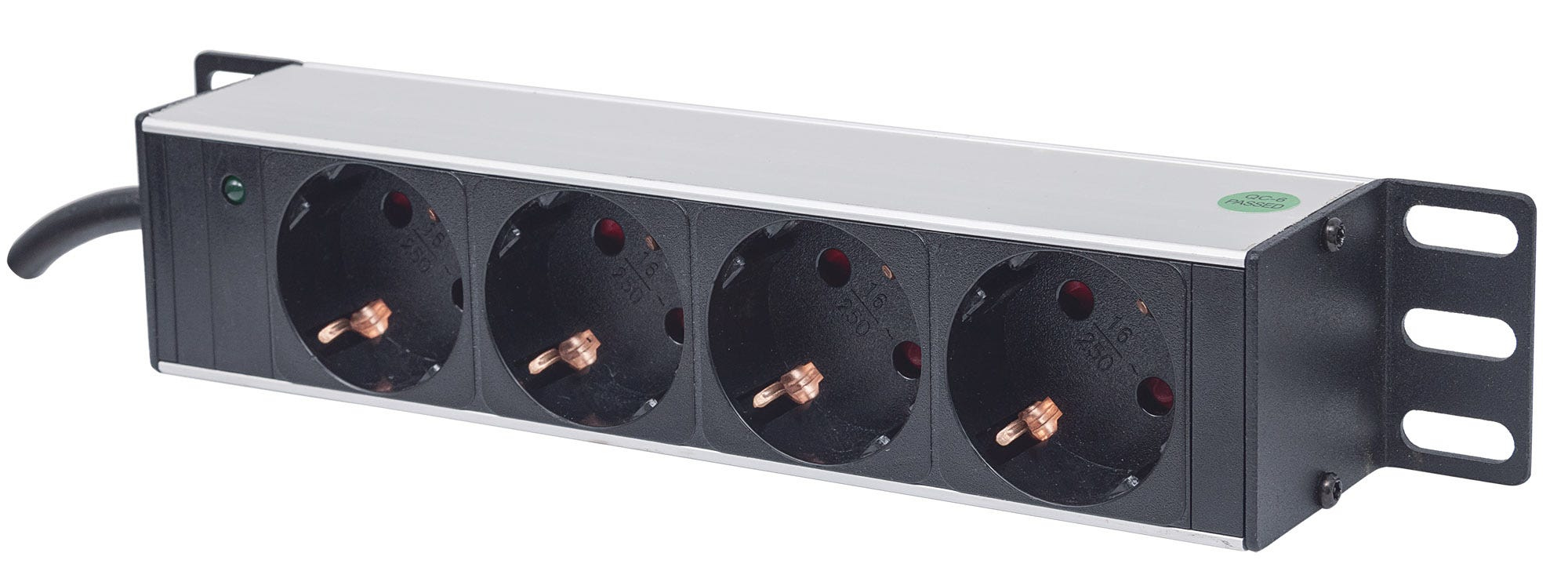 Intellinet 10" 1U Rackmount 4-Way Power Strip - German Type", With Power Indicator, No Surge Protection, 1.8m Power Cord - Steckdosenleiste (Rack - einbaufähig)