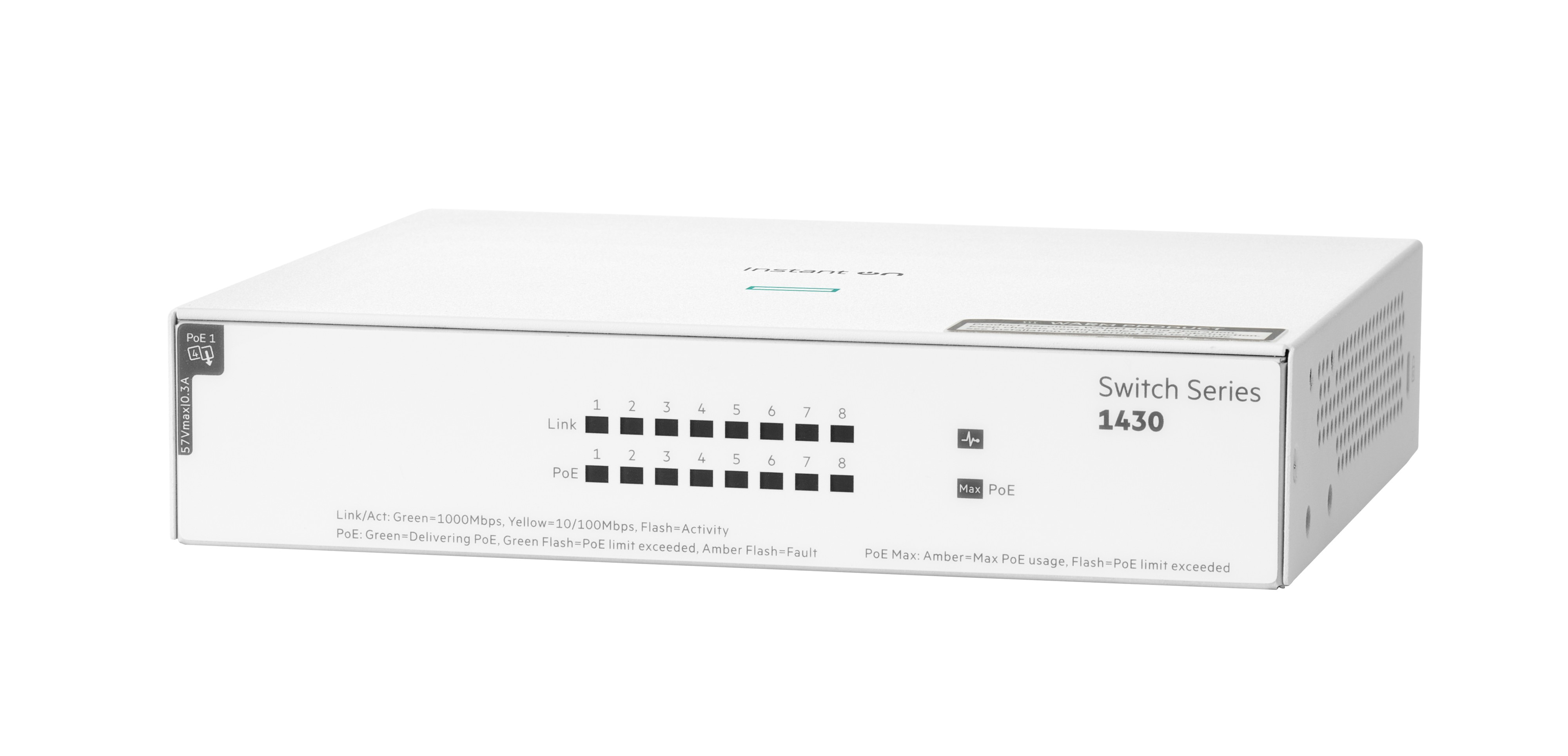 HPE Networking Instant On 1430 8G Class4 PoE 64W Switch - Switch - unmanaged - 8 x 10/100/1000 (PoE Class 4)