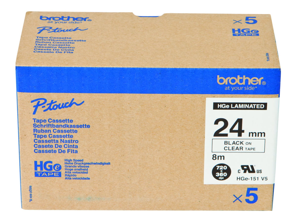 Brother HGE-151V5 - Schwarz auf durchsichtig - Rolle (2,4 cm x 8 m)