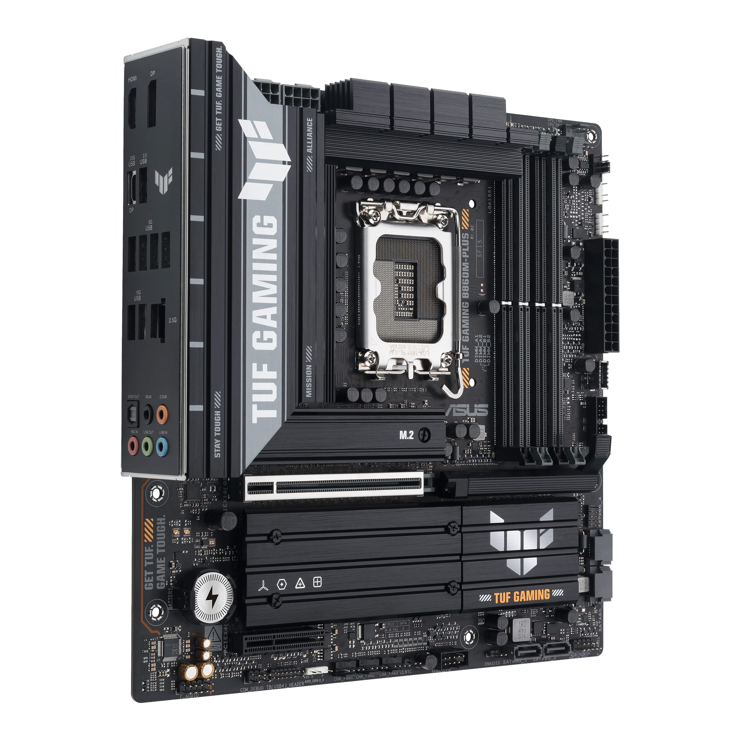 ASUS TUF GAMING B860M-PLUS - Motherboard - micro ATX - LGA1851-Sockel - B860 Chipsatz - USB-C 3.2 Gen 2x2, USB 3.2 Gen 2, USB 3.2 Gen 1, USB-C 3.2 Gen2 - 2.5 Gigabit LAN - Onboard-Grafik (CPU erforderlich)