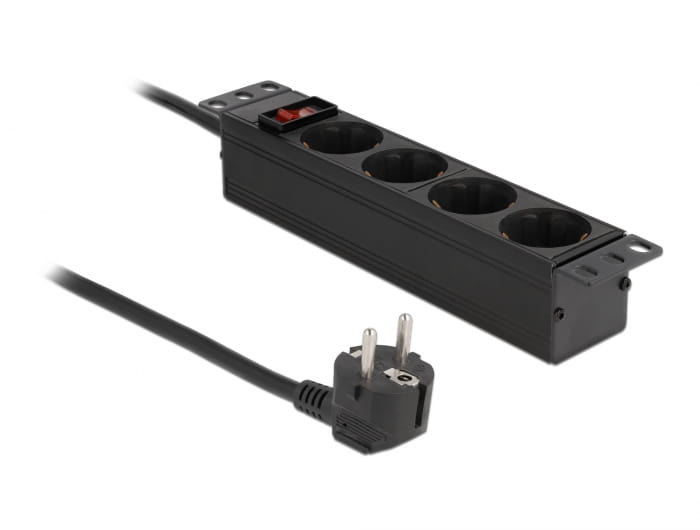 Delock Steckdosenleiste (Wandmontage) - AC 220-250 V - 3500 Watt - Eingabe, Eingang power CEE 7/7 - Ausgangsanschlüsse: 4 (4 x CEE 7/3)
