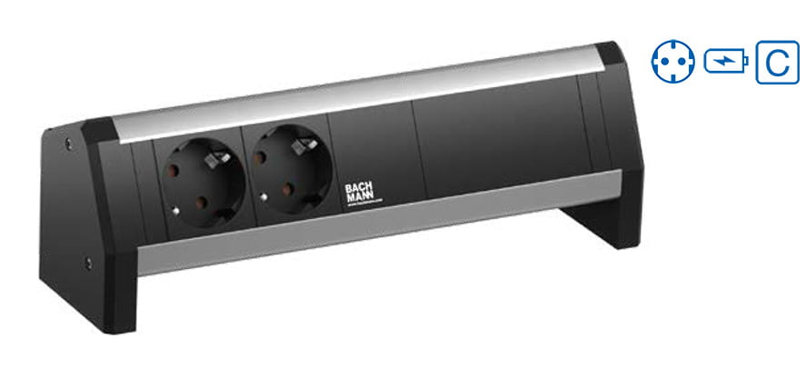 Bachmann DESK 1 - Steckdosenleiste - Eingabe, Eingang GST18 - Ausgangsanschlüsse: 2 (GST18, 24 pin USB-C, USB)