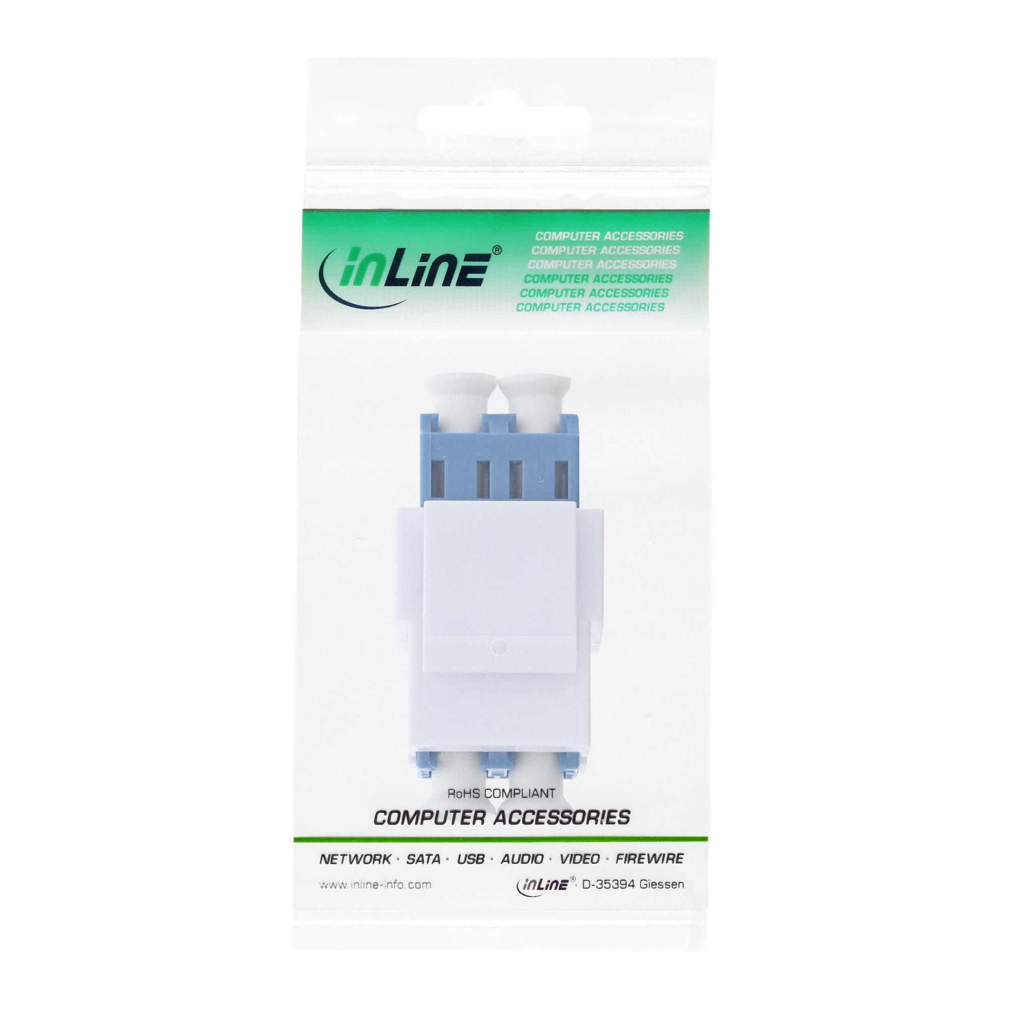 InLine LWL Keystone Snap-in Kupplung weiß - Duplex LC/LC - SM - blau - Keramikhülse
