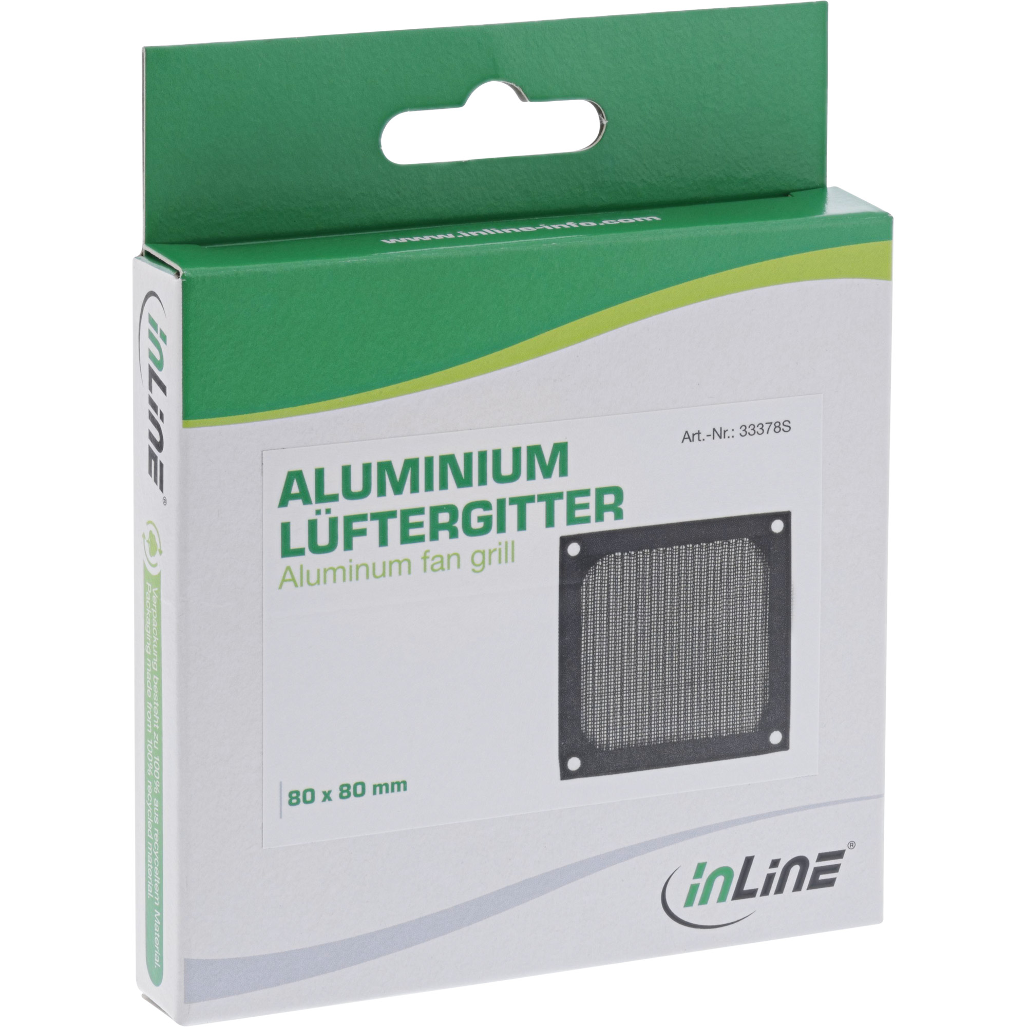 InLine Lüftergitter - Aluminium Filter - 92x92mm - schwarz