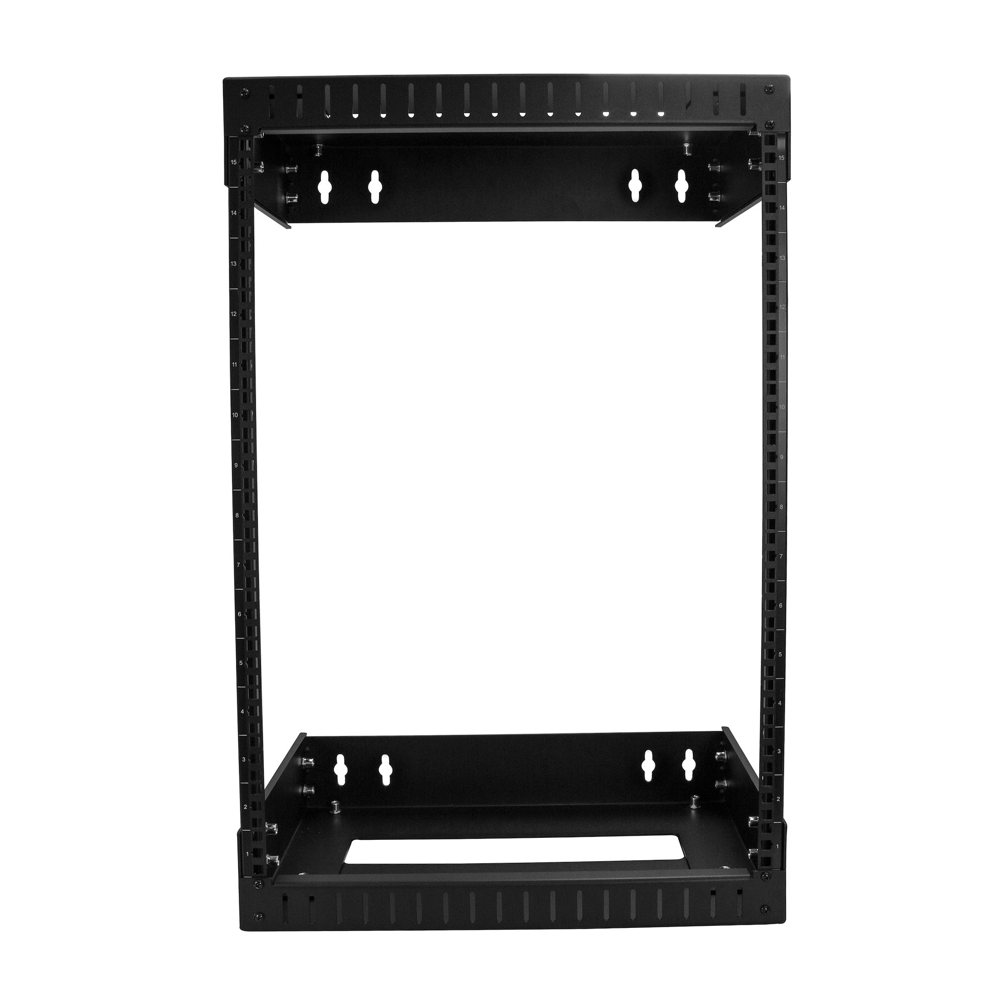 StarTech.com 2-Pfosten 15HE Heavy-Duty Wandmontage Netzwerk-Rack, 19" Open Frame Server Rack mit Einstellbarer Tiefe, Wandmontage Daten-Rack für IT/AV/Patch Panele/Computer - Käfigmuttern und Schrauben inkl., Wandmontiertes Regal, 15U, 90 kg, 15,2 kg,